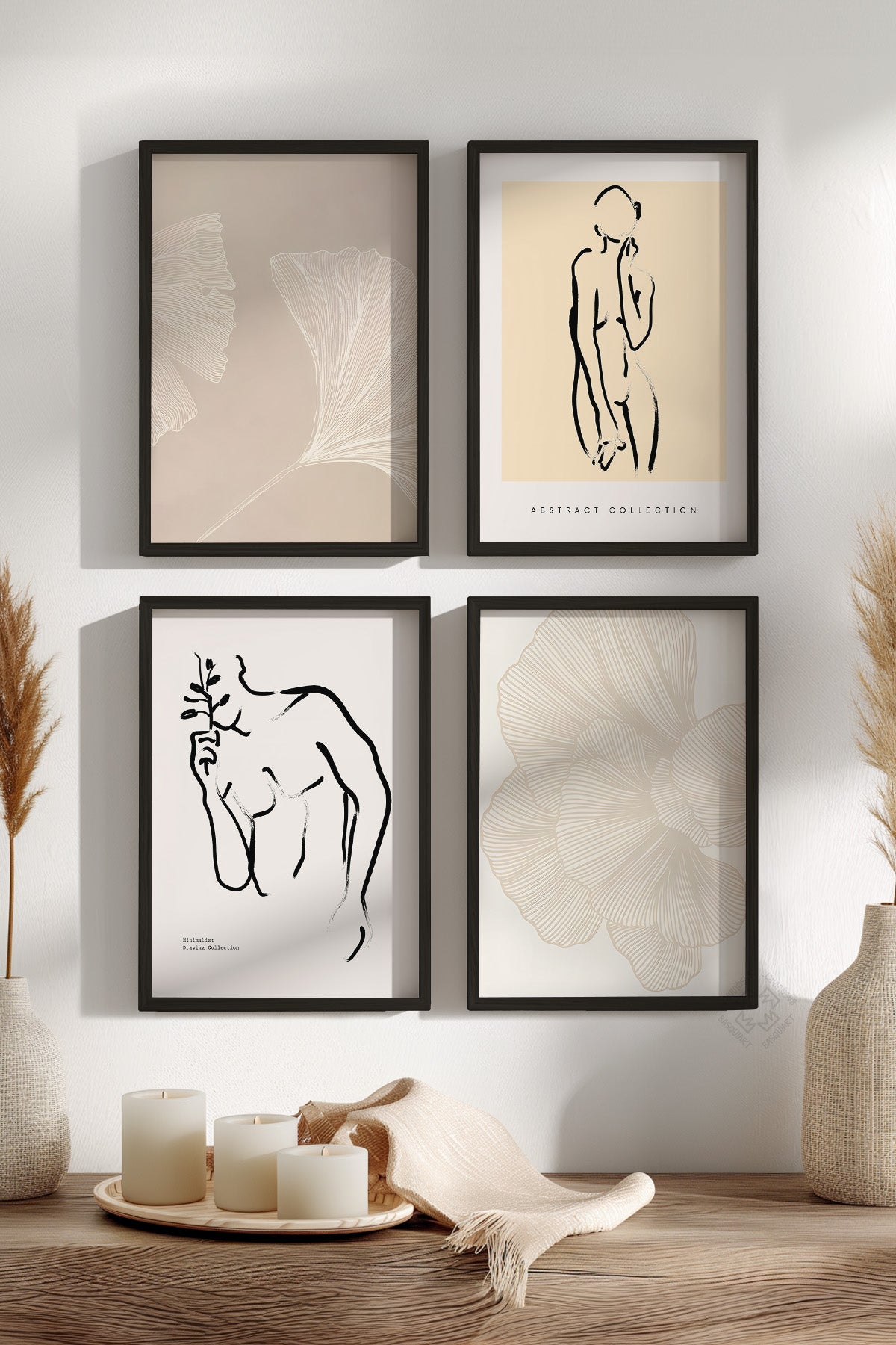 Bohemian 4'lü Siyah Çerçeveli Poster, Tablo Seti No:19