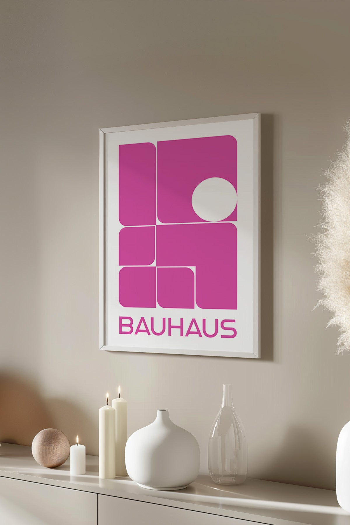 Bauhaus Serisi Beyaz Çerçeveli Poster, Tablo No:83