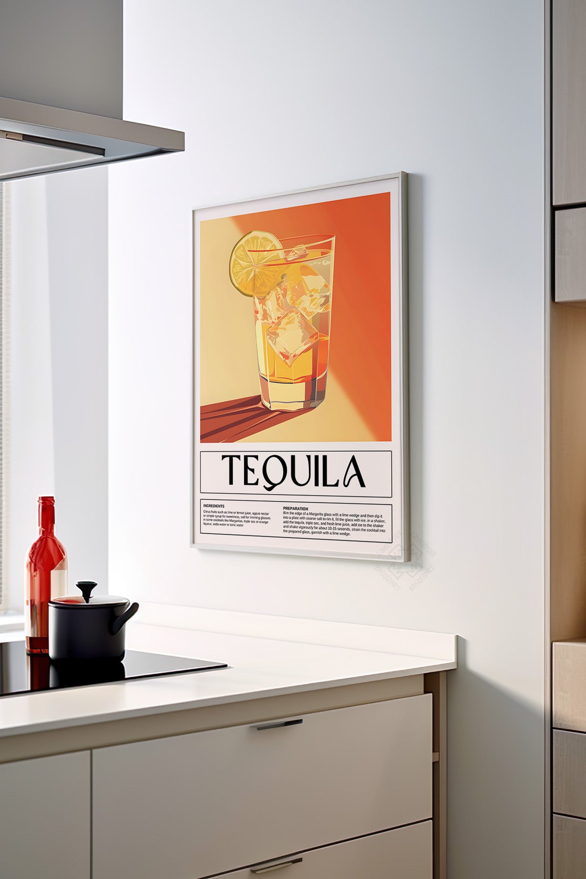 Kokteyl Serisi Beyaz Çerçeveli Poster, Tablo, Cafe, Restoran, Mutfak Duvar Dekoru No:14