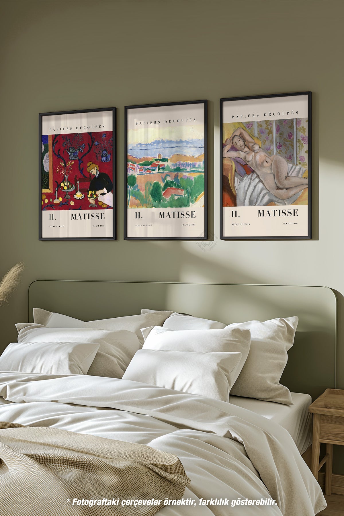 Matisse Dekoratif 3'lü Siyah Çerçeveli Poster, Tablo Seti No:19