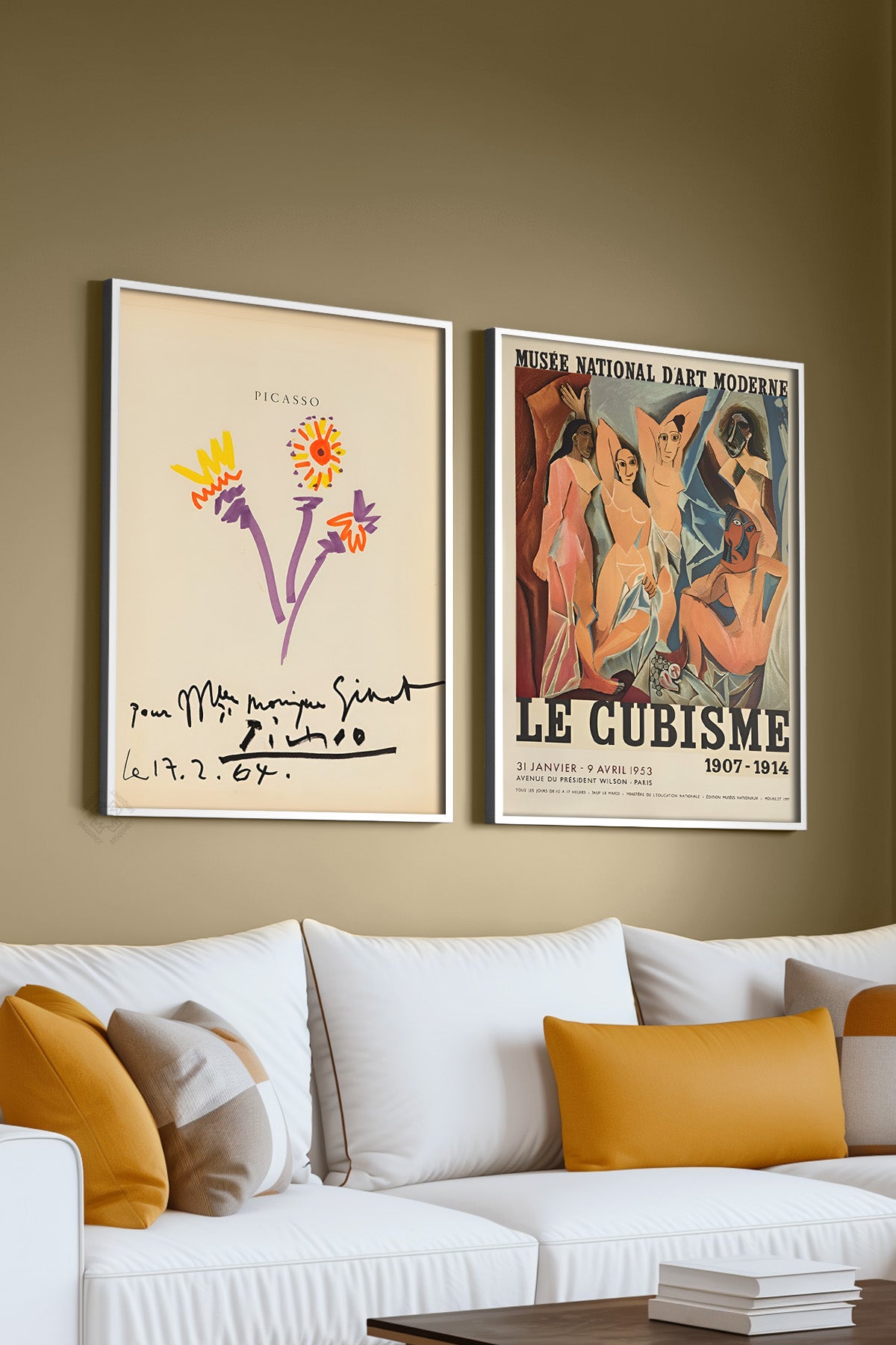 Picasso 2'li Beyaz Çerçeveli Poster, Sanatsal Tablo Seti No:12