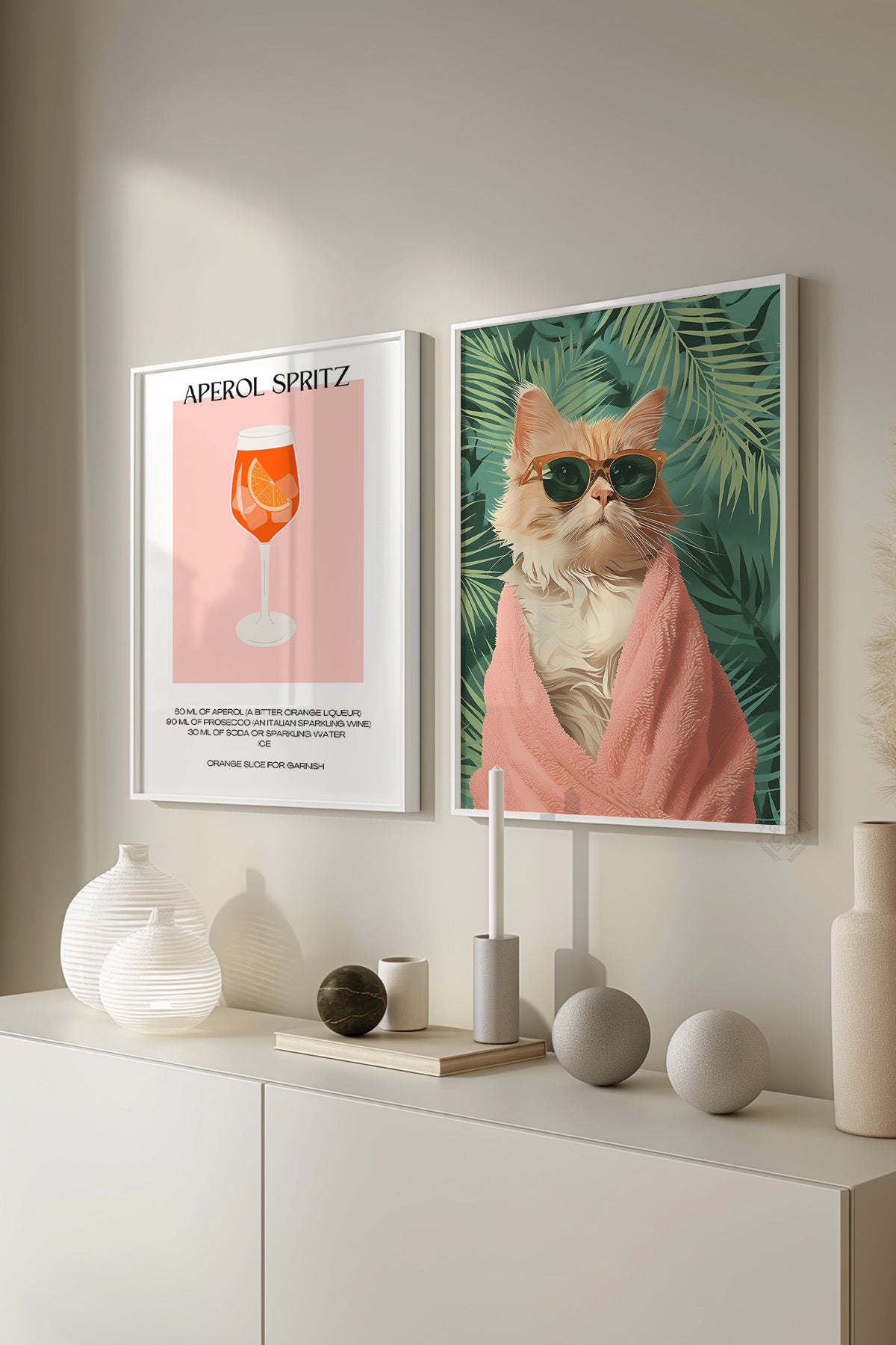 Modern 2'li Beyaz Çerçeveli Poster, Tablo Seti No:31