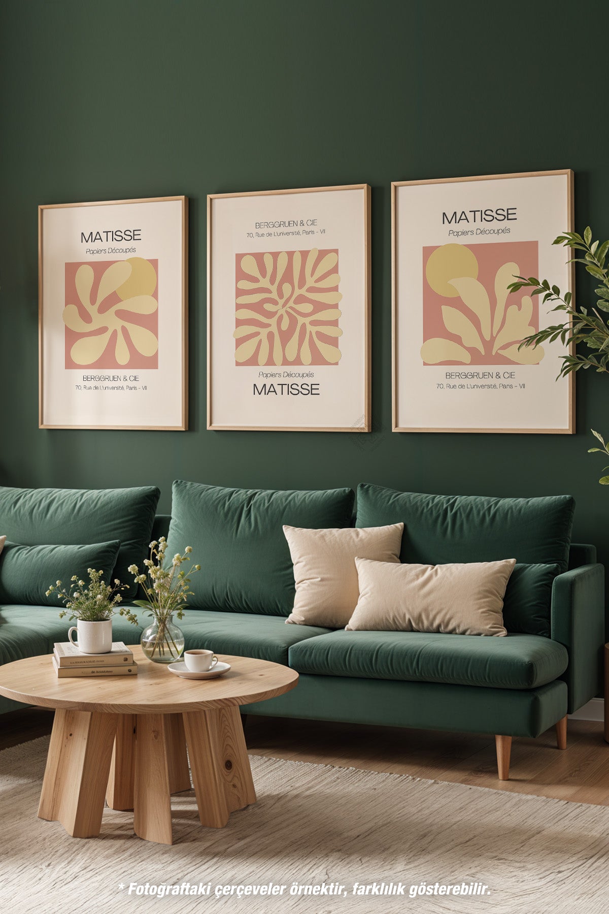 Dekoratif Matisse 3'lü Ahşap Çerçeveli Poster, Tablo Seti No:36