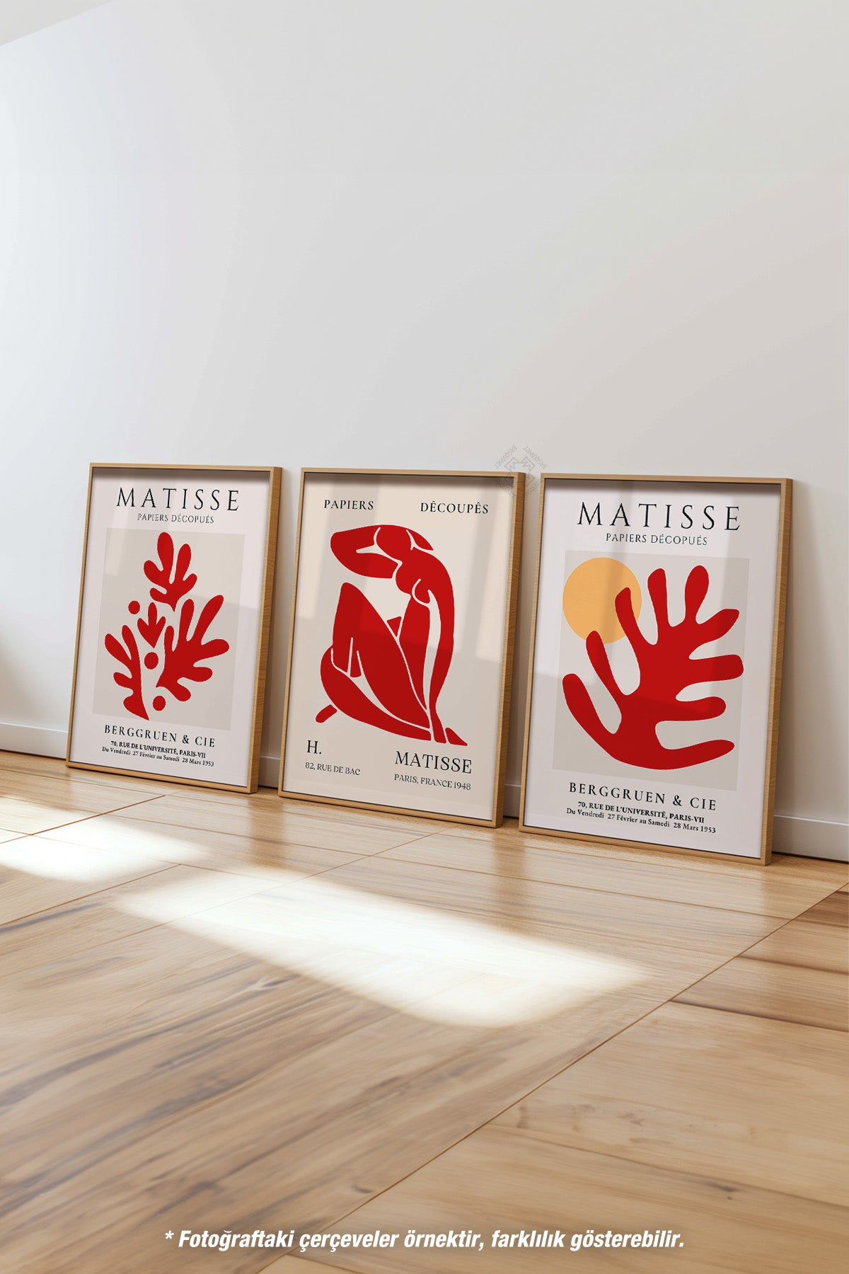 Matisse Vintage 3'lü Ahşap Çerçeveli Poster, Tablo Seti No:22
