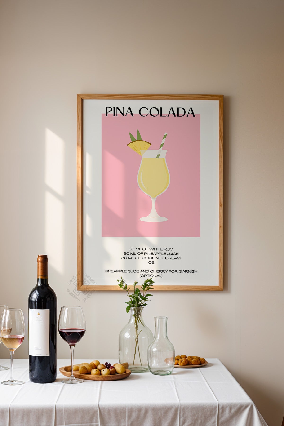 Kokteyl Serisi Ahşap Çerçeveli Poster, Tablo, Cafe, Restoran, Mutfak Duvar Dekoru No:19