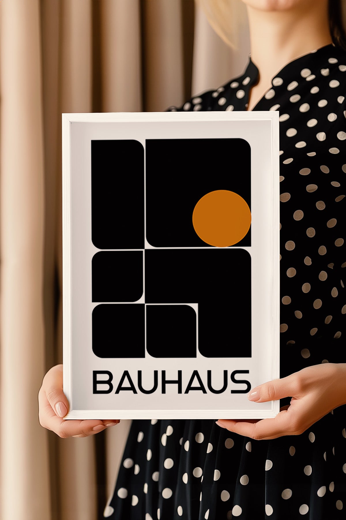 Bauhaus Serisi Beyaz Çerçeveli Poster, Tablo No:82