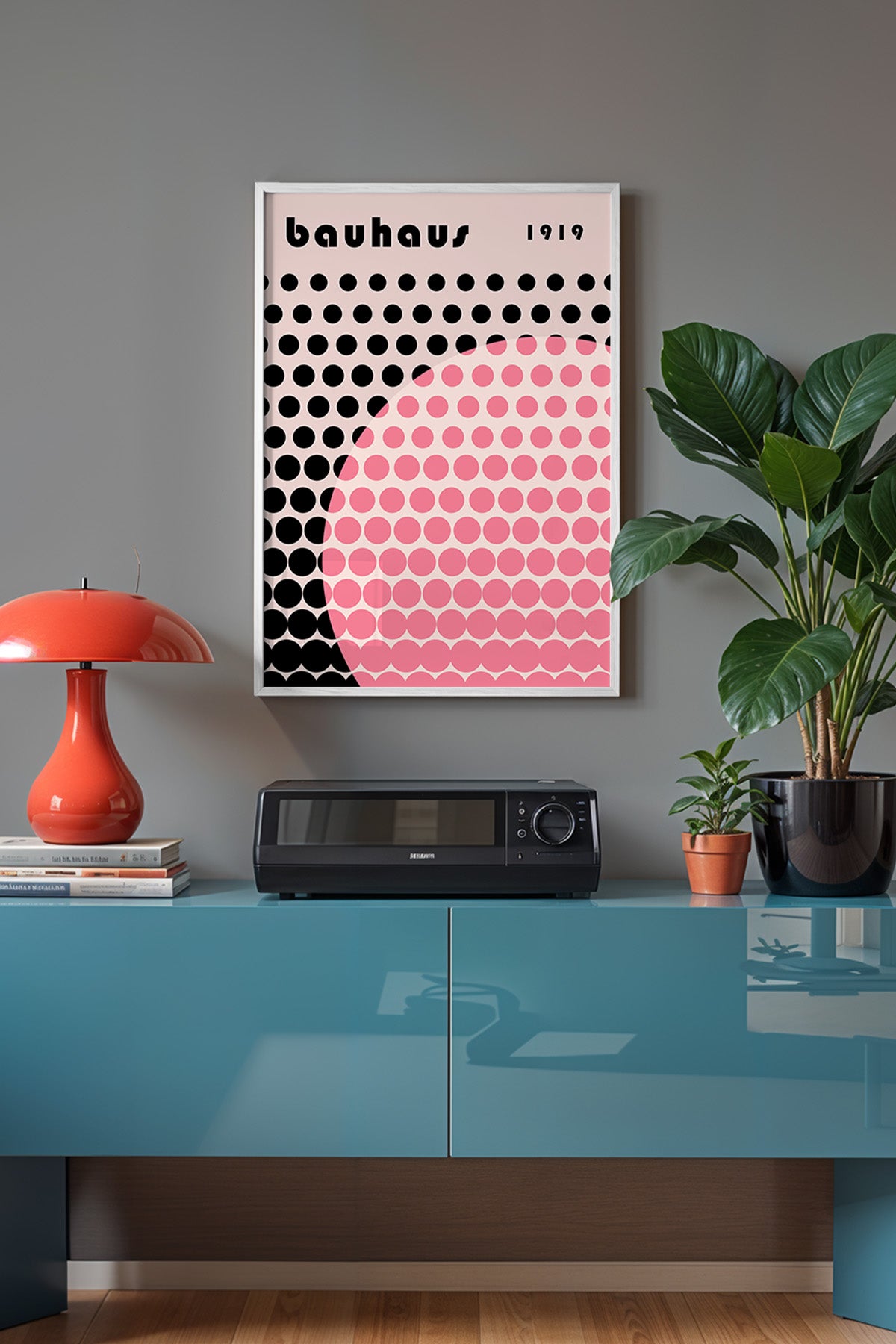 Bauhaus Serisi Beyaz Çerçeveli Poster, Tablo No:72