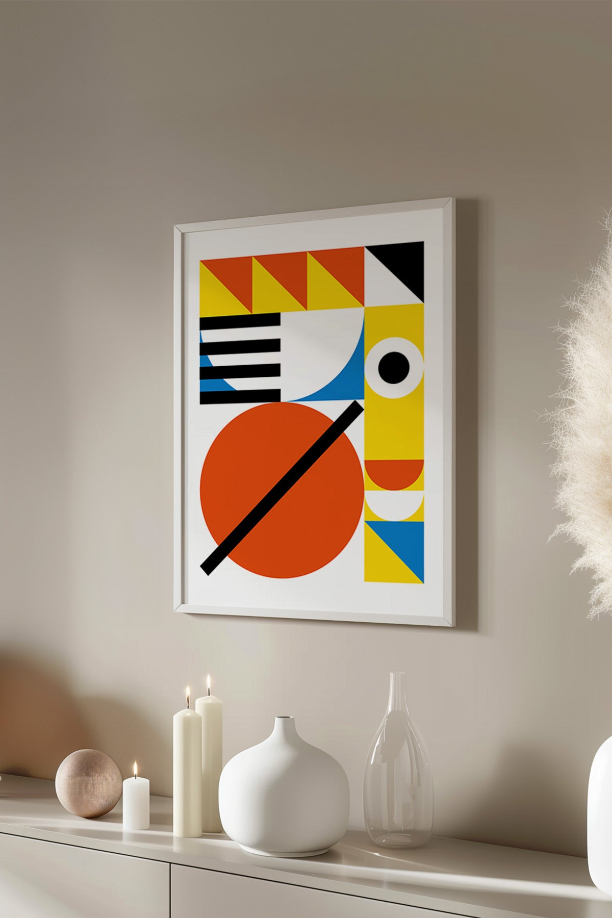Bauhaus Serisi Beyaz Çerçeveli Poster, Tablo No:6