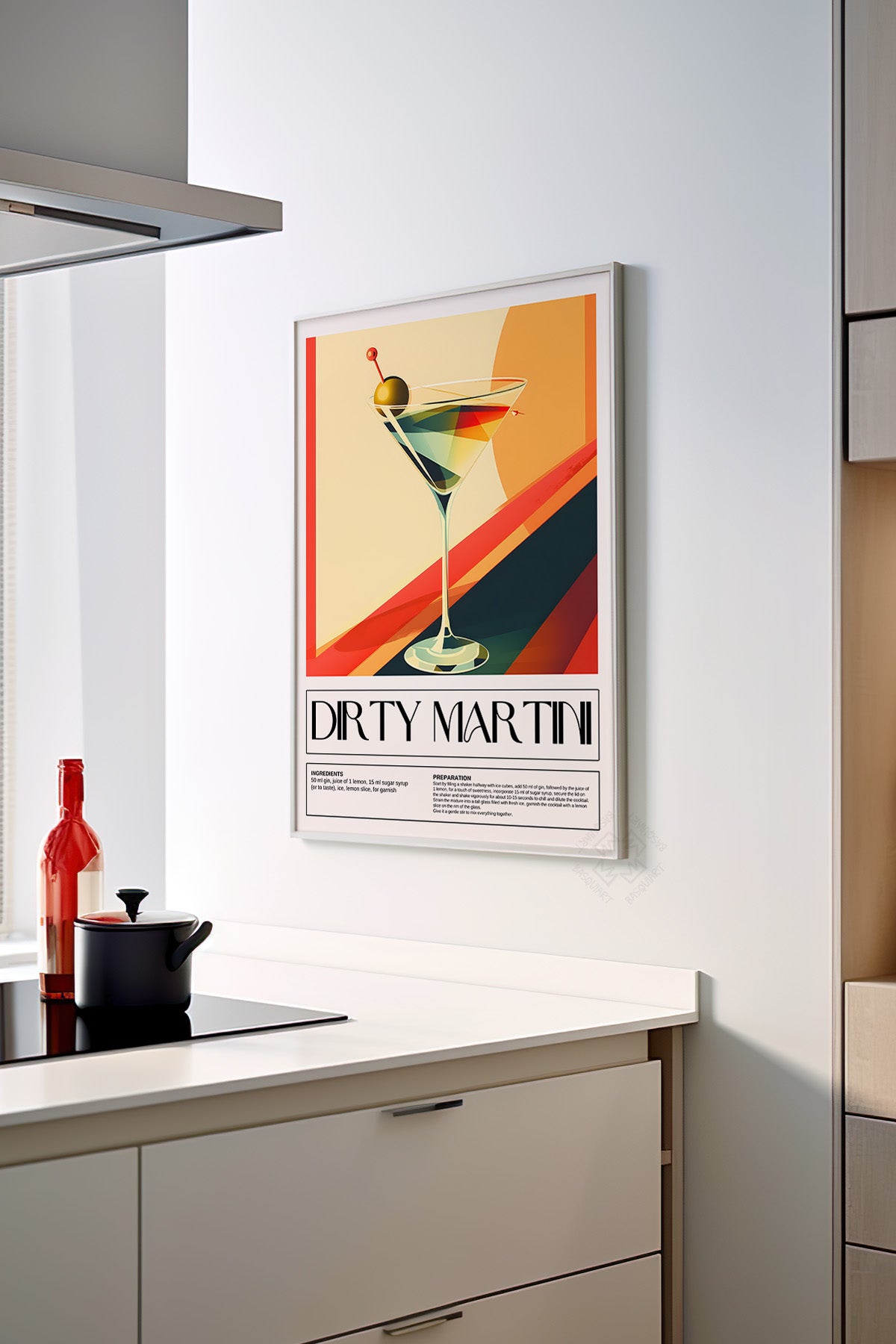 Kokteyl Serisi Beyaz Çerçeveli Poster, Tablo, Cafe, Restoran, Mutfak Duvar Dekoru No:8