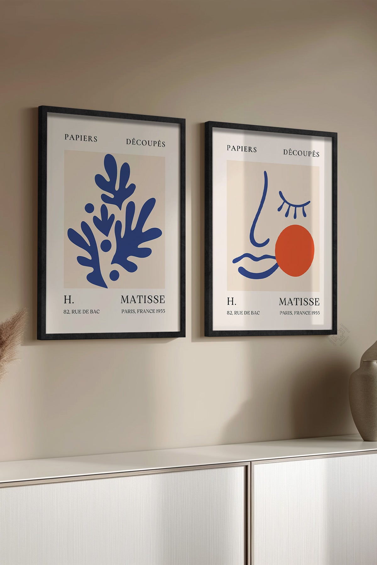 Mavi Matisse 2'li Siyah Çerçeveli Poster, Tablo Seti No:27