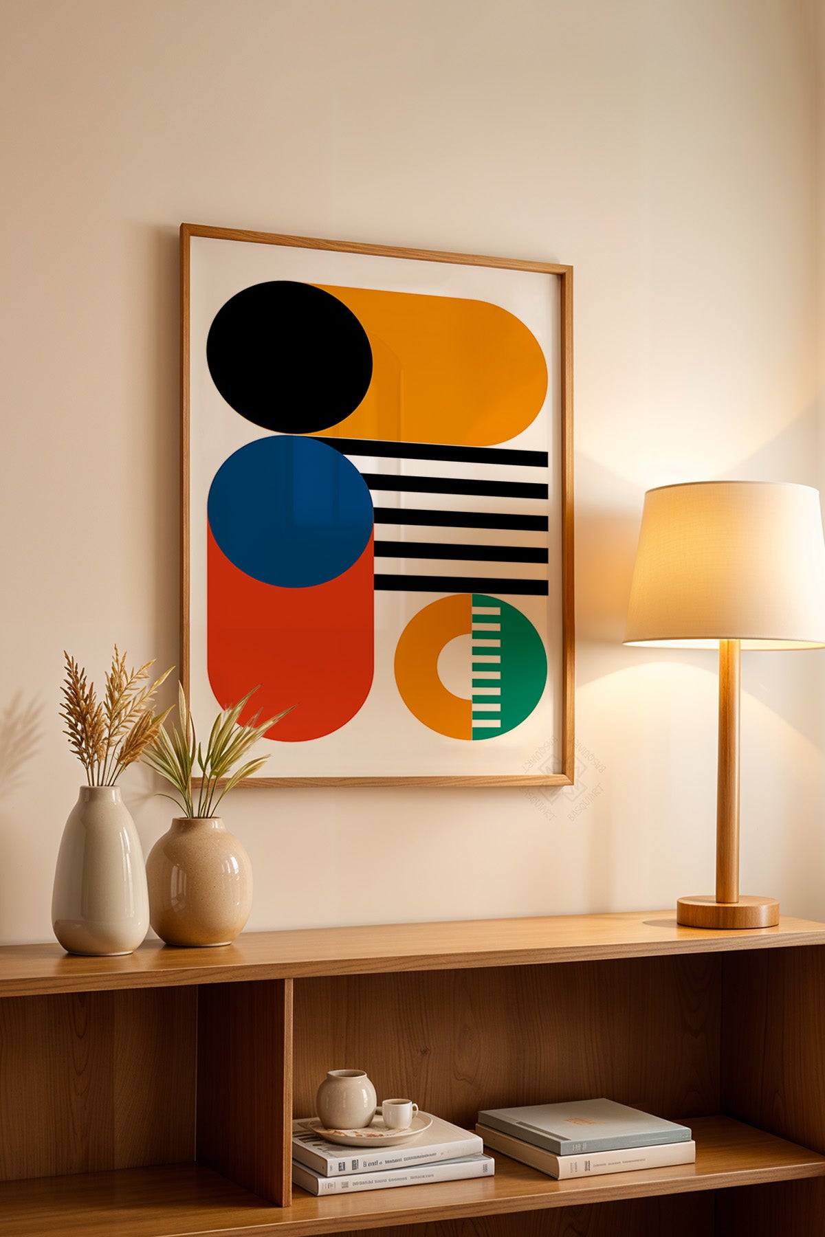 Bauhaus Serisi Ahşap Çerçeveli Poster, Tablo No:4