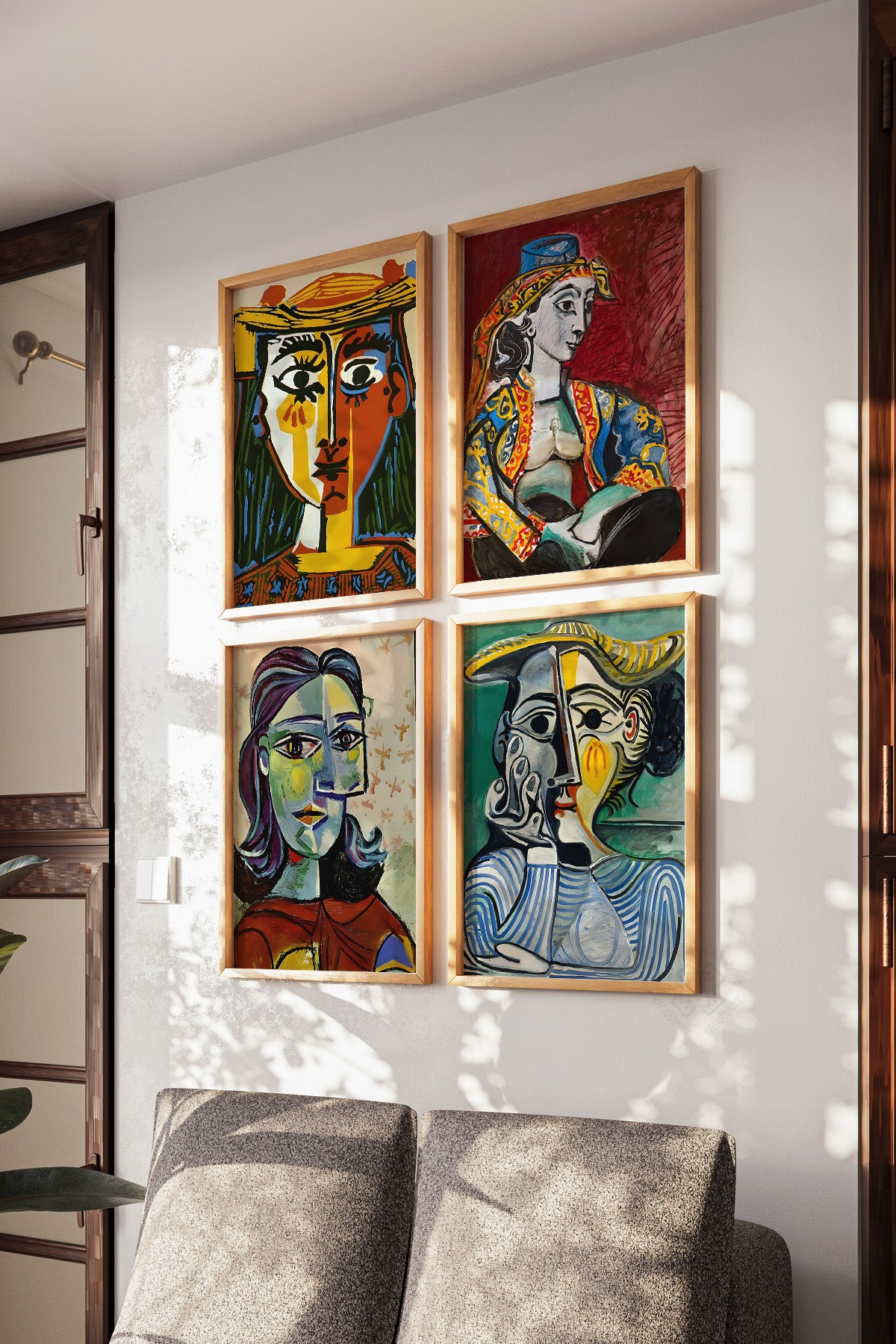 Picasso Sanatsal 4'lü Ahşap Çerçeveli Poster, Tablo Seti No:38
