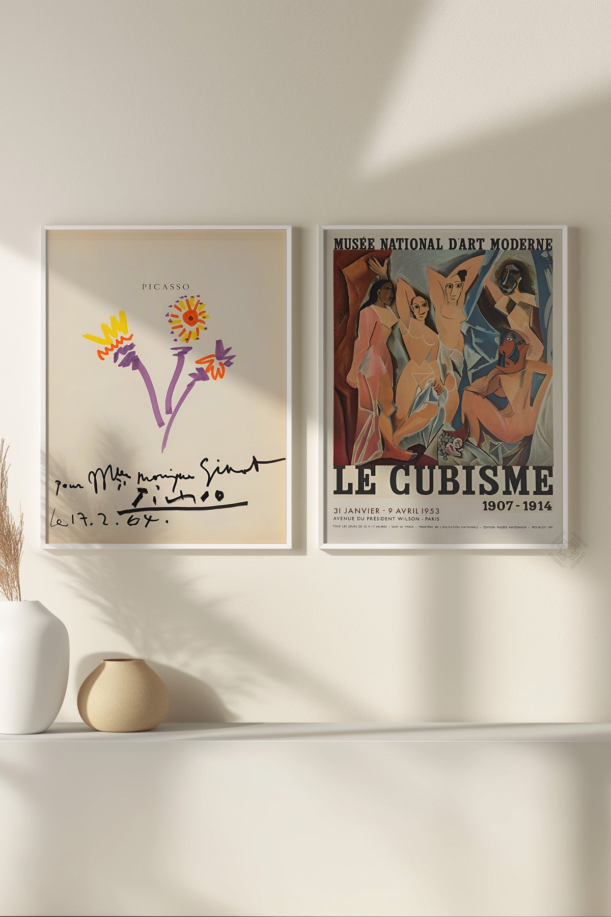 Picasso 2'li Beyaz Çerçeveli Poster, Sanatsal Tablo Seti No:12