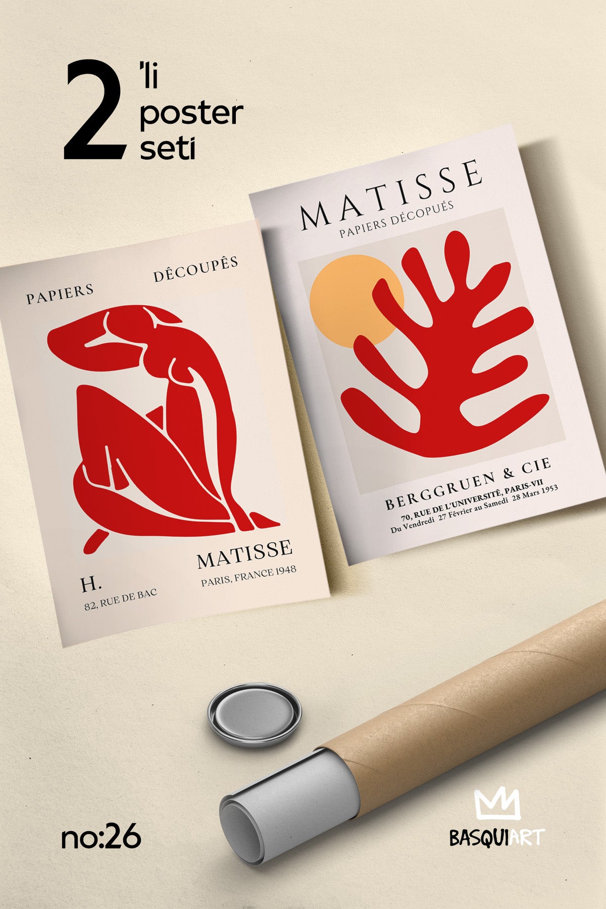 Kırmızı Matisse 2'li Poster Seti, Duvar Dekoru No:26