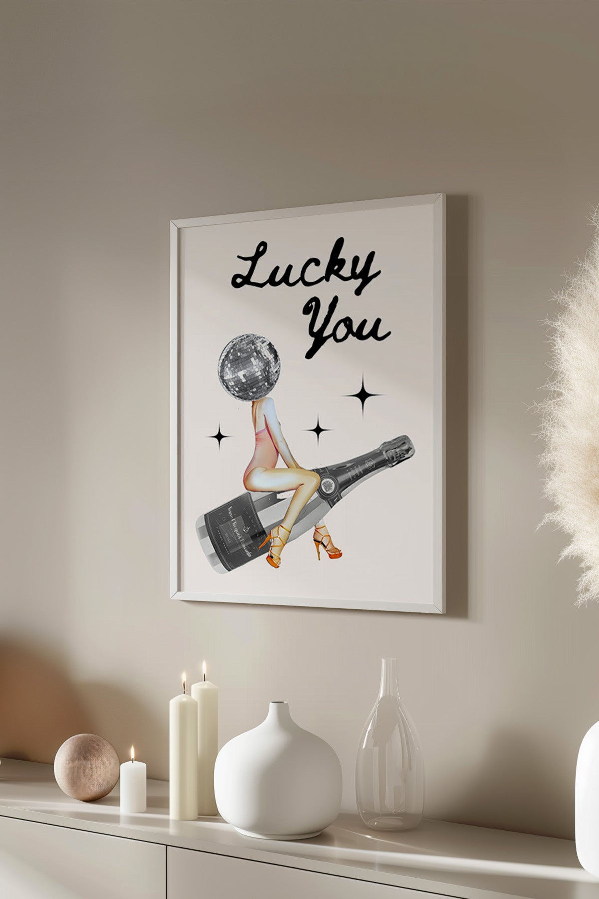 Lucky You Serisi Beyaz Çerçeveli Poster, Tablo Duvar Dekoru No:111