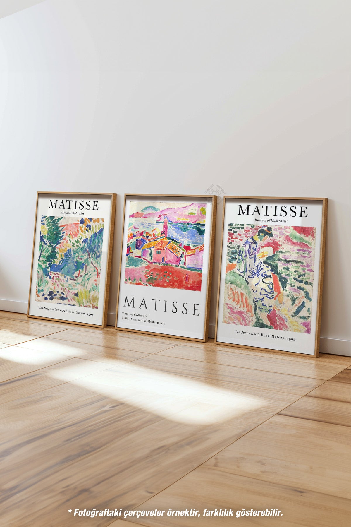 Dekoratif Matisse 3'lü Ahşap Çerçeveli Poster, Tablo Seti No:37