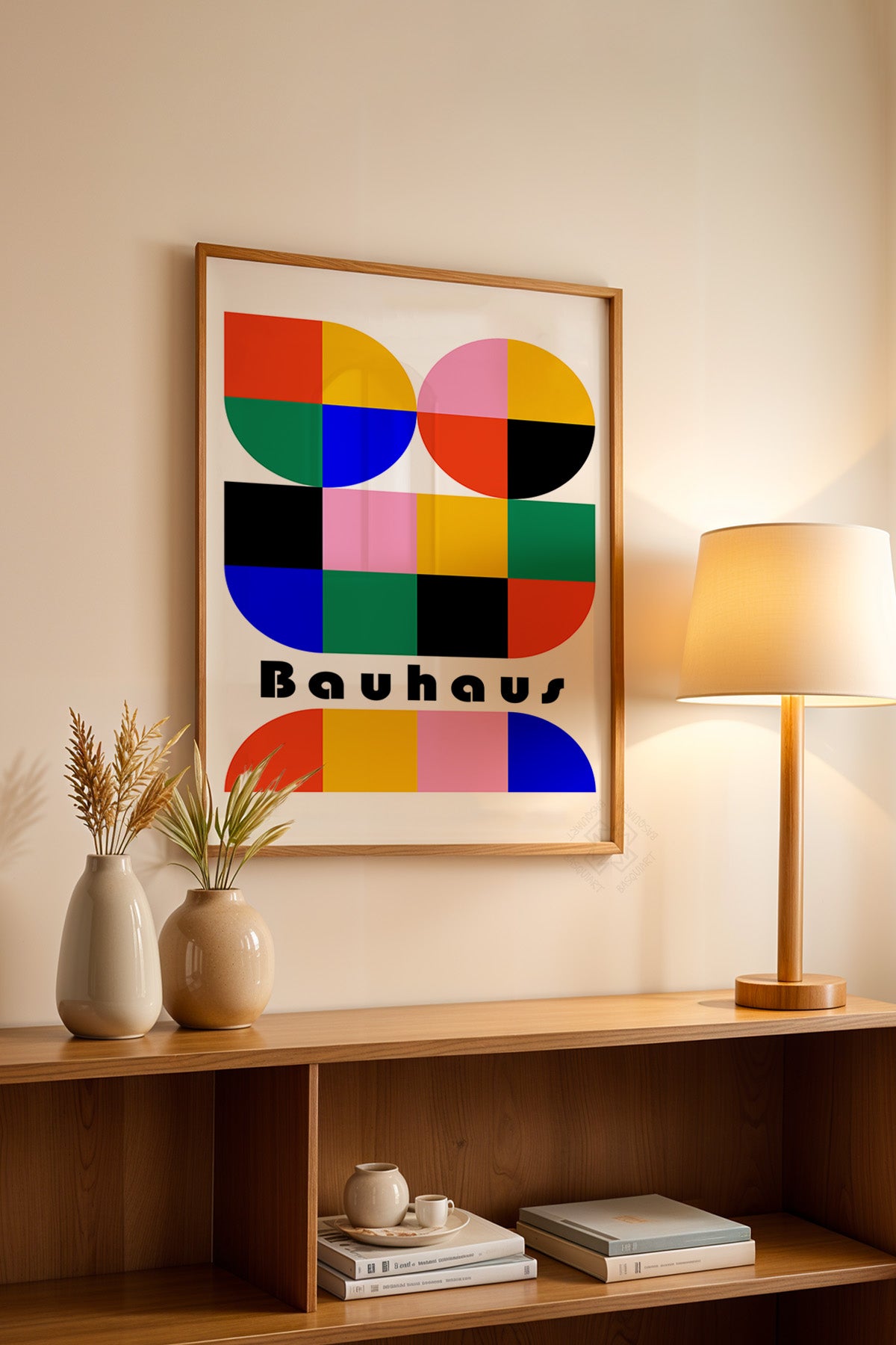 Bauhaus Serisi Ahşap Çerçeveli Poster, Tablo No:13