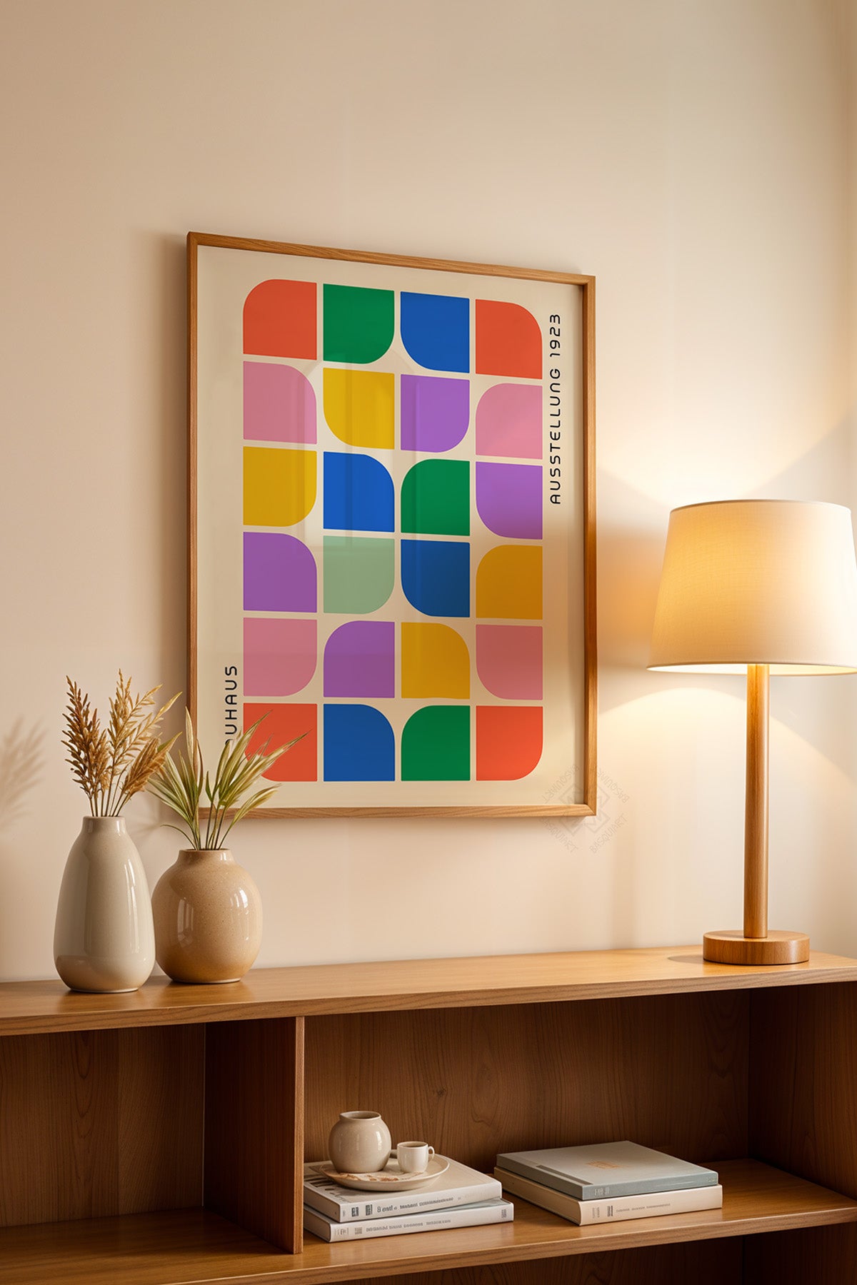 Bauhaus Serisi Ahşap Çerçeveli Poster, Tablo No:99