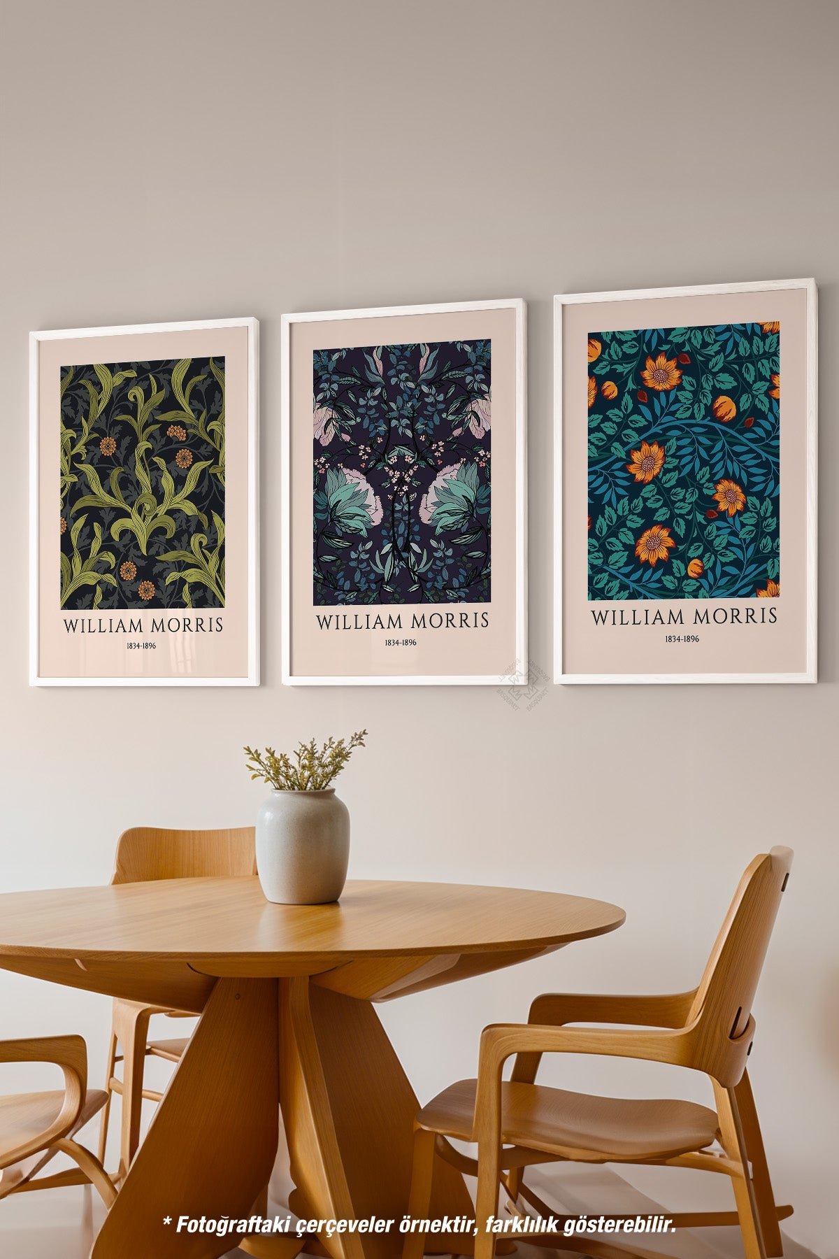 İskandinav 3'lü Beyaz Çerçeveli Poster, Tablo Seti No:42
