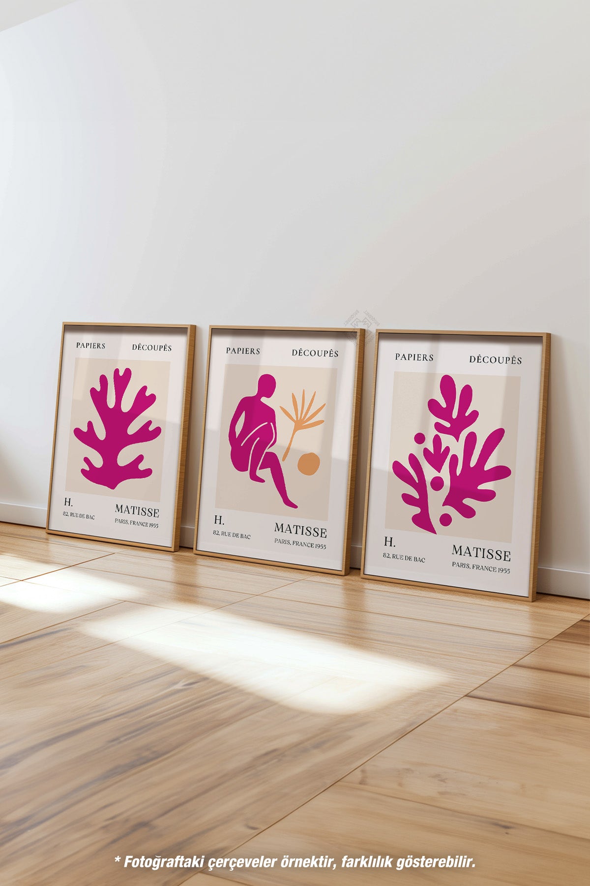 Matisse Modern 3'lü Ahşap Çerçeveli Poster, Tablo Seti No:23