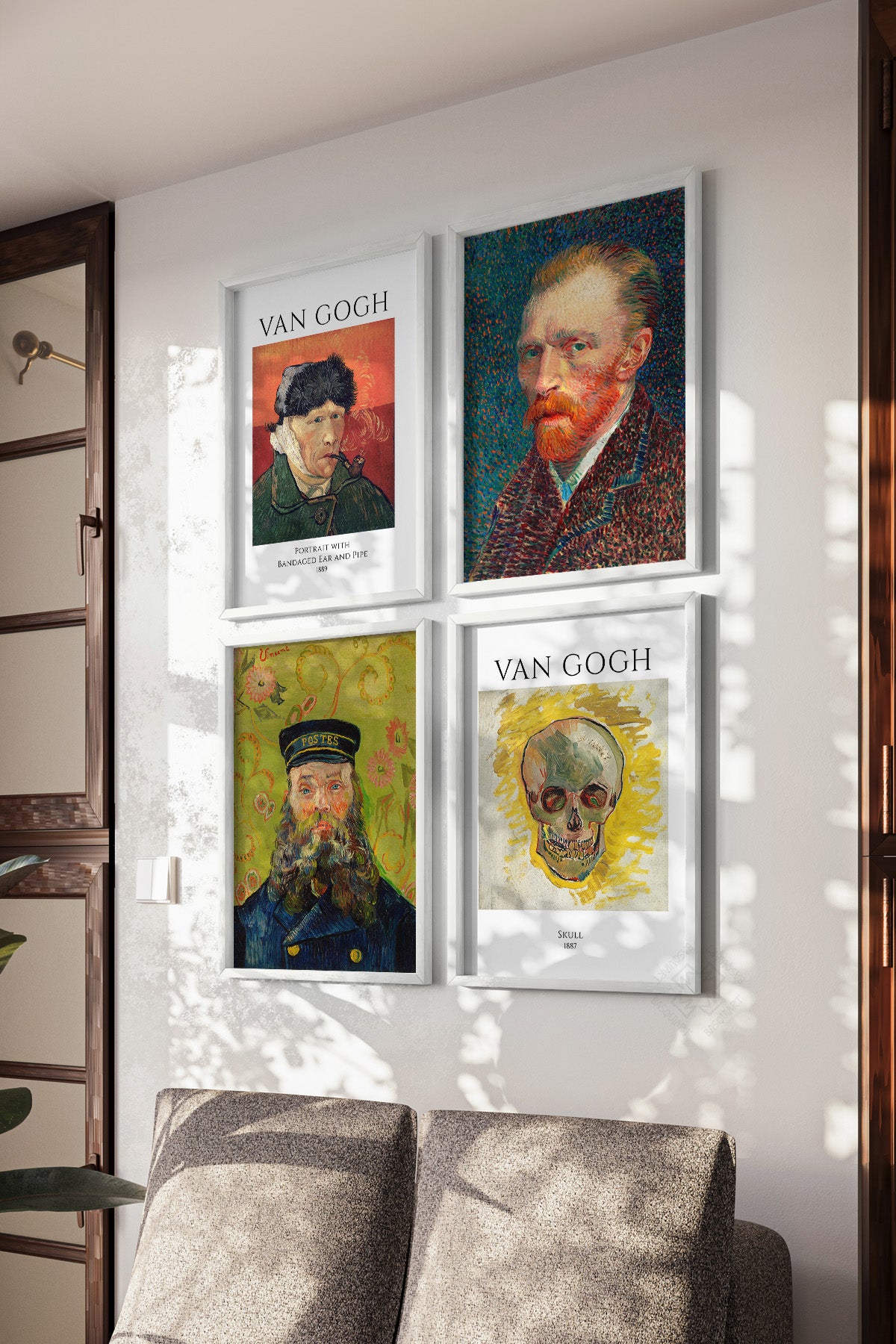 Van Gogh Sanatsal 4'lü Beyaz Çerçeveli Poster, Tablo Seti No:50