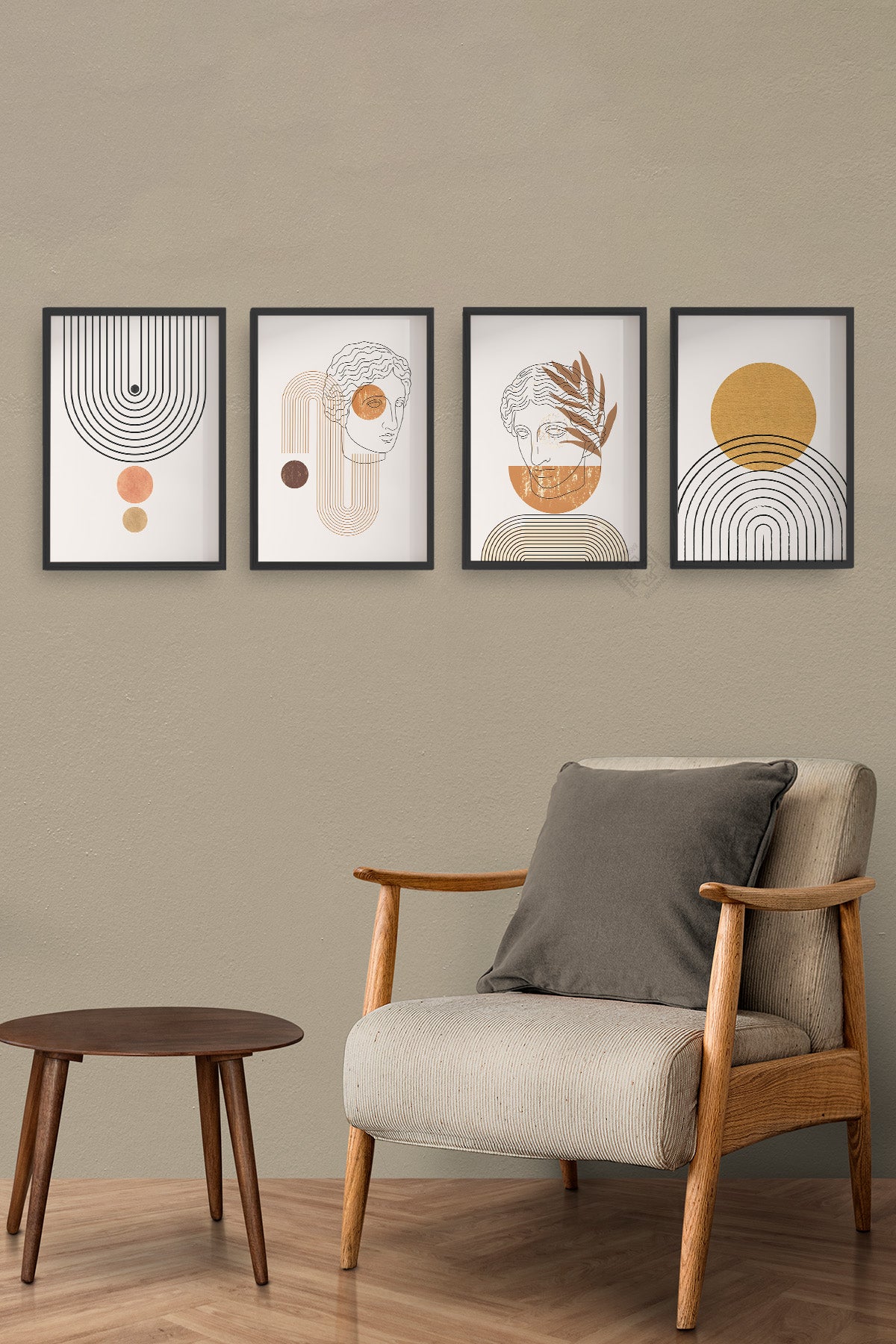 Bohemian 4'lü Siyah Çerçeveli Poster, Tablo Seti No:17