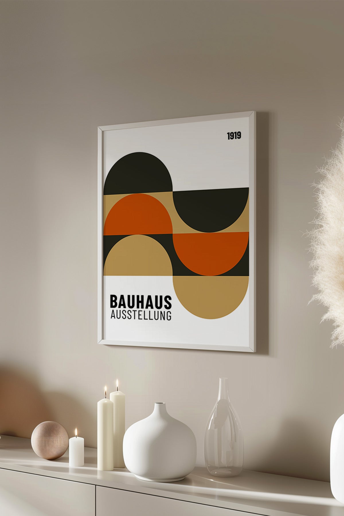 Bauhaus Serisi Beyaz Çerçeveli Poster, Tablo No:89