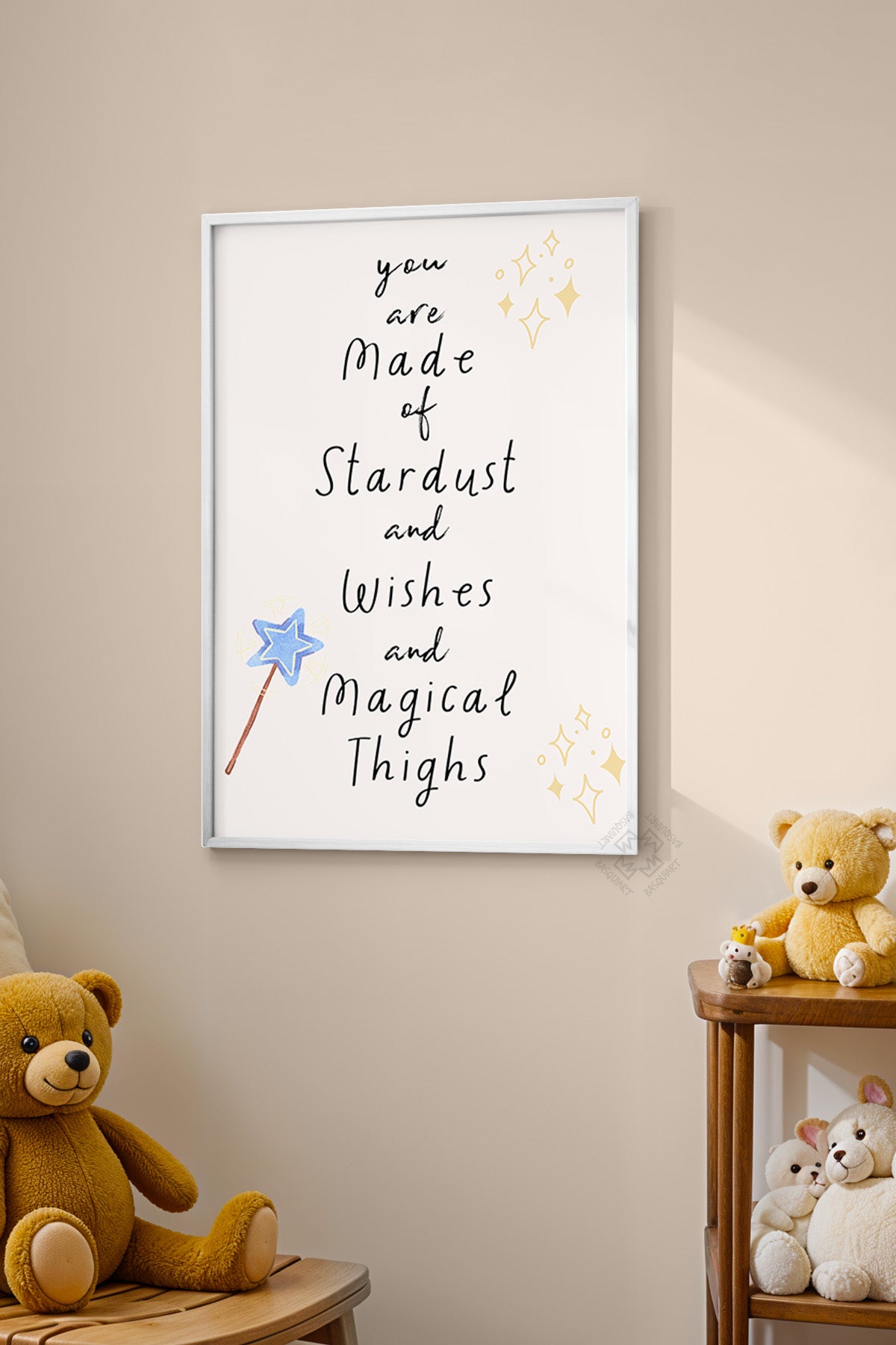 Çocuk Odası, Bebek Odası Beyaz Çerçeveli Poster, Tablo No:196