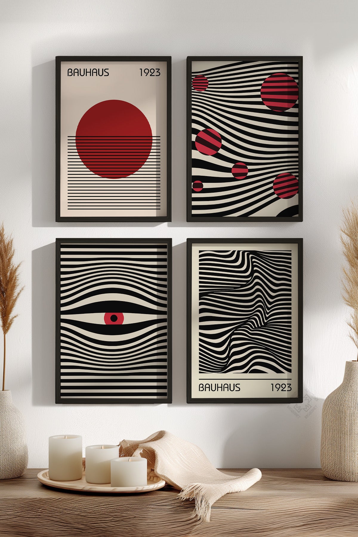 Bauhaus 4'lü Siyah Çerçeveli Poster, Tablo Seti No:32