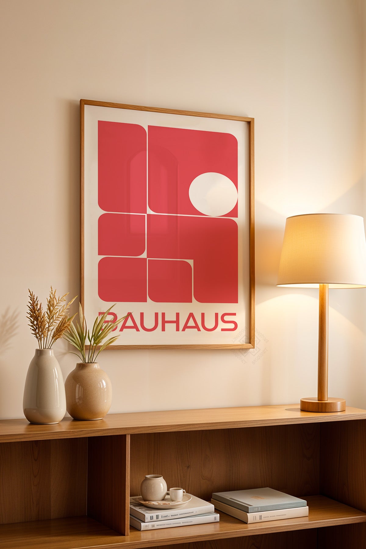 Bauhaus Serisi Ahşap Çerçeveli Poster, Tablo No:84
