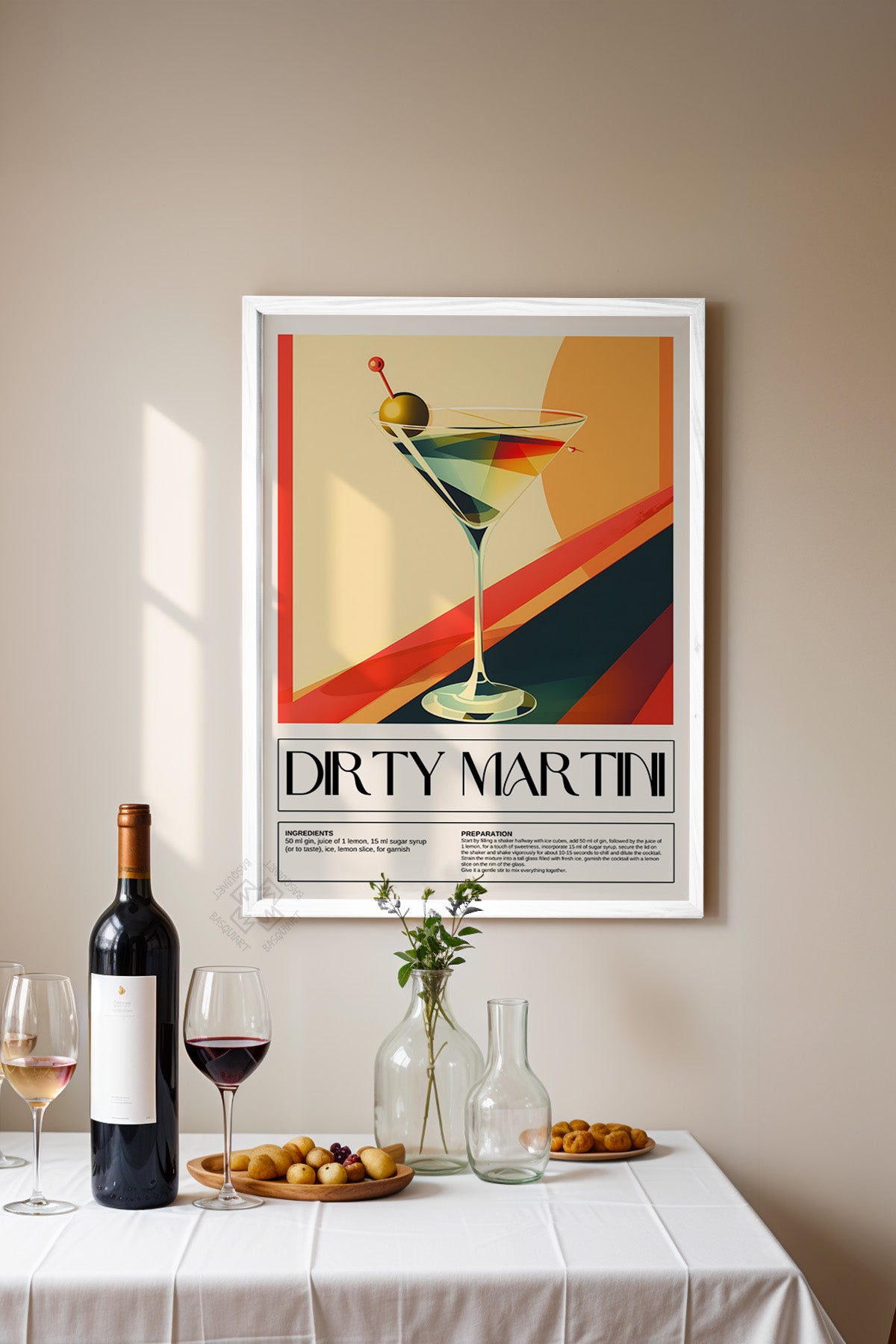 Kokteyl Serisi Beyaz Çerçeveli Poster, Tablo, Cafe, Restoran, Mutfak Duvar Dekoru No:8