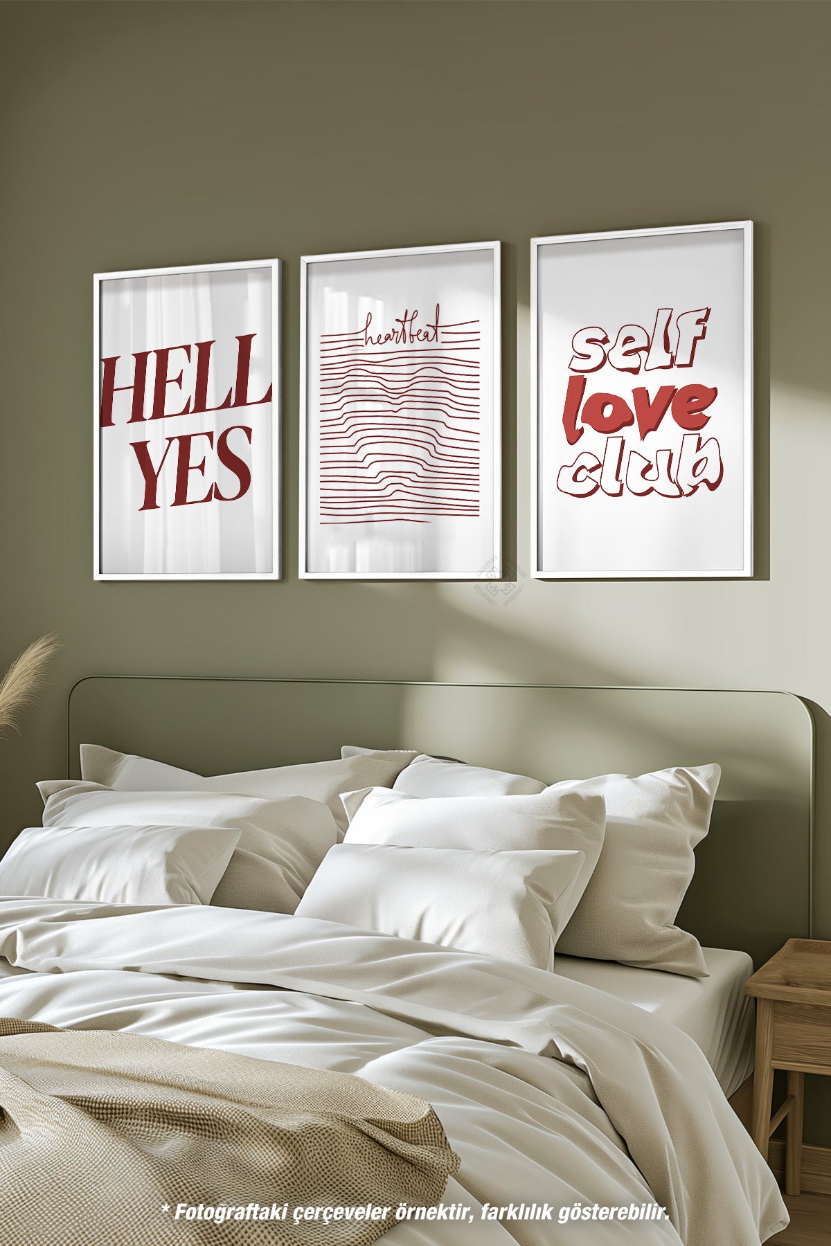 Modern Tipografi 3'lü Beyaz Çerçeveli Poster, Tablo Seti No:26