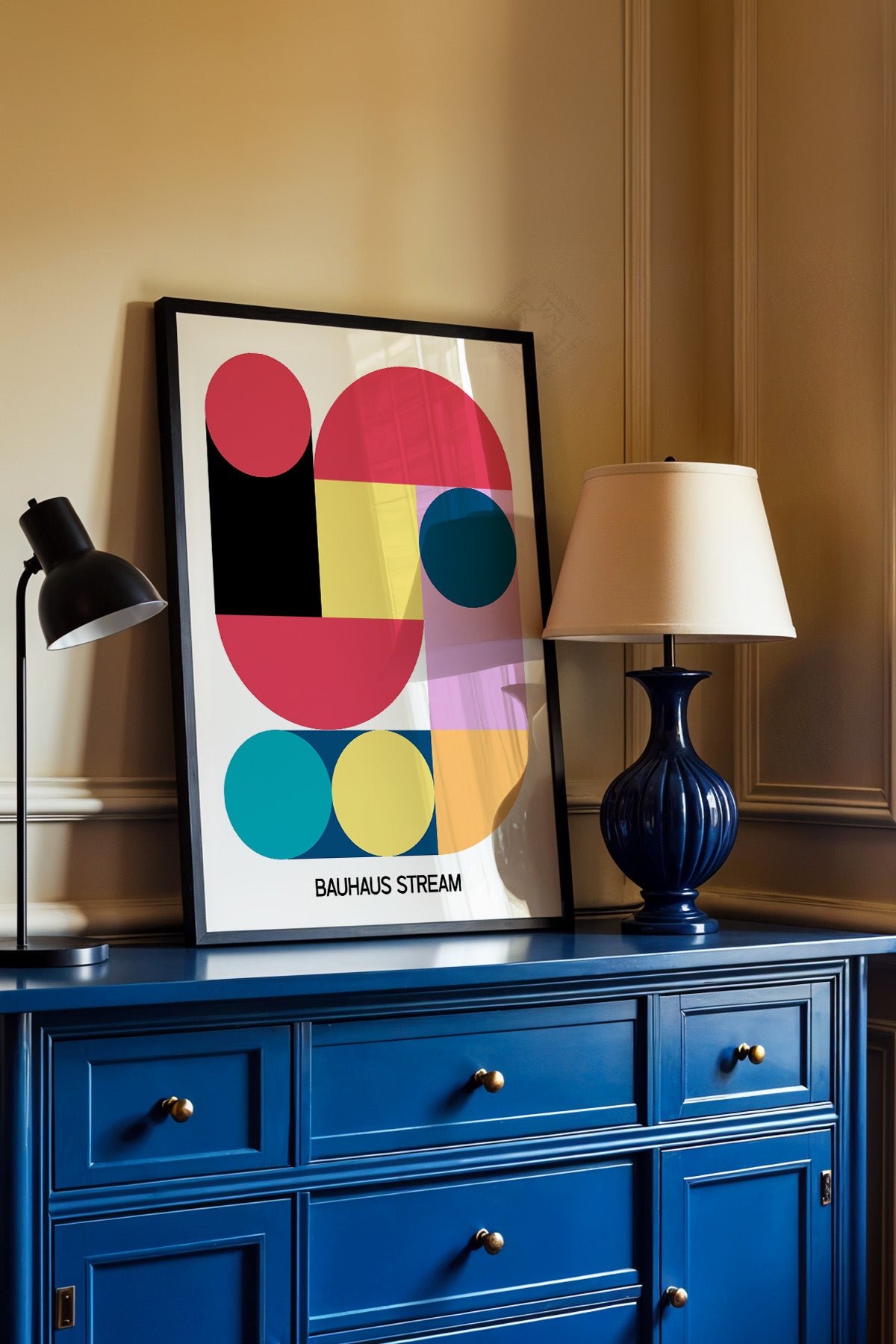 Bauhaus Serisi Siyah Çerçeveli Poster, Tablo No:122