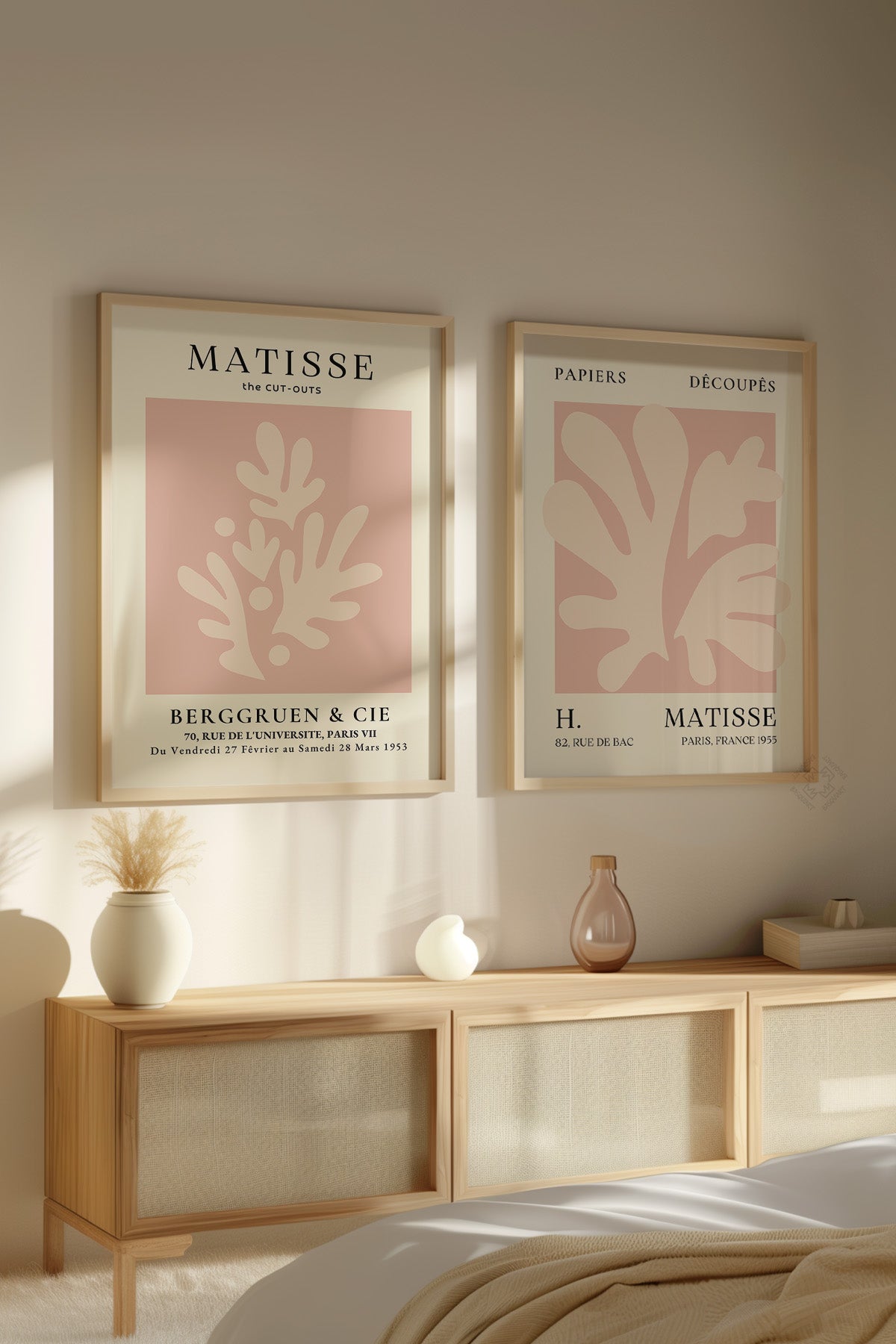 Pembe Matisse 2'li Ahşap Çerçeveli Poster, Tablo Seti No:28