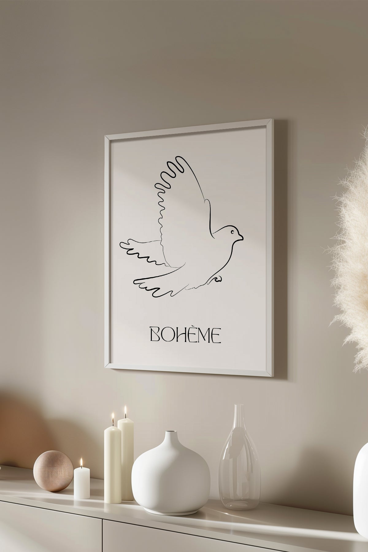 Bohemian Serisi Beyaz Çerçeveli Poster, Tablo No:78
