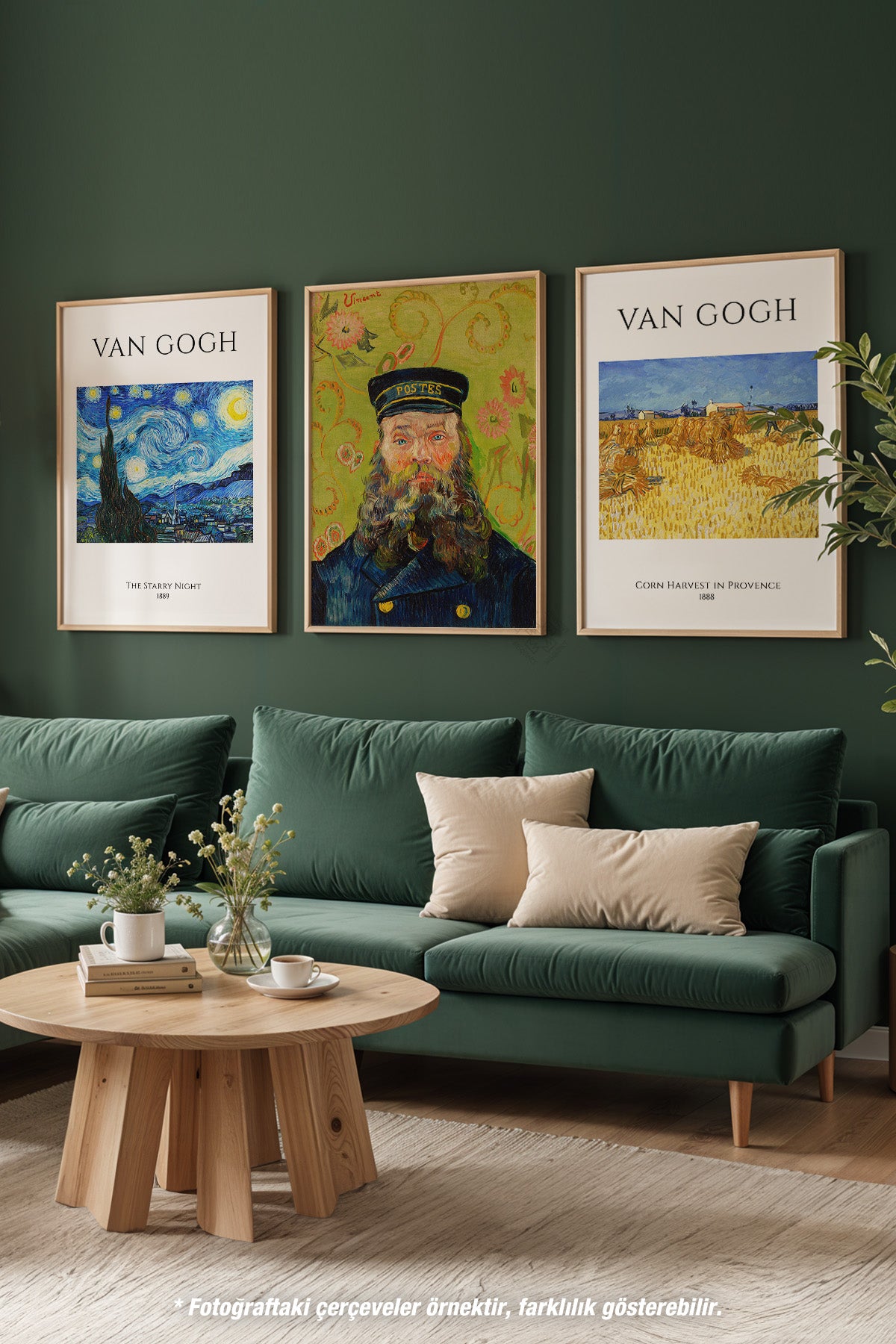 Van Gogh 3'lü Ahşap Çerçeveli Poster, Tablo Seti No:1