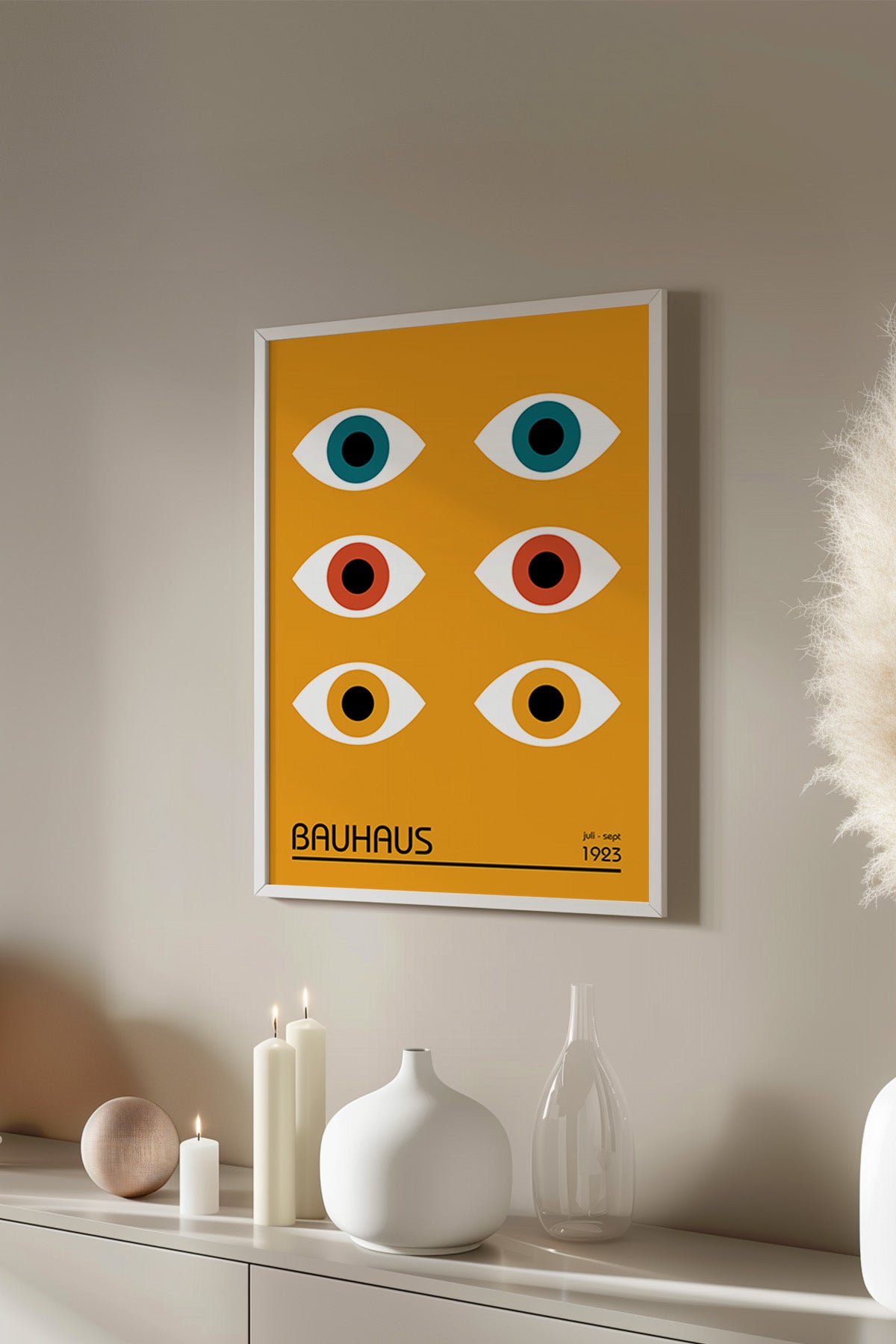 Bauhaus Serisi Beyaz Çerçeveli Poster, Tablo No:25