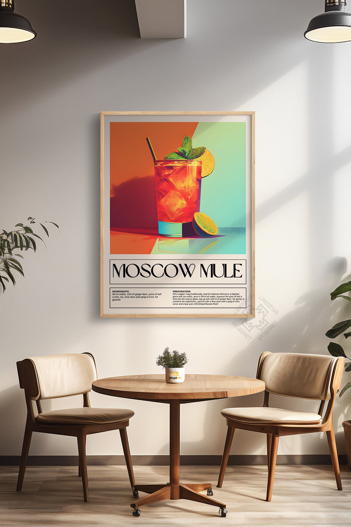 Kokteyl Serisi Ahşap Çerçeveli Poster, Tablo, Cafe, Restoran, Mutfak Duvar Dekoru No:11