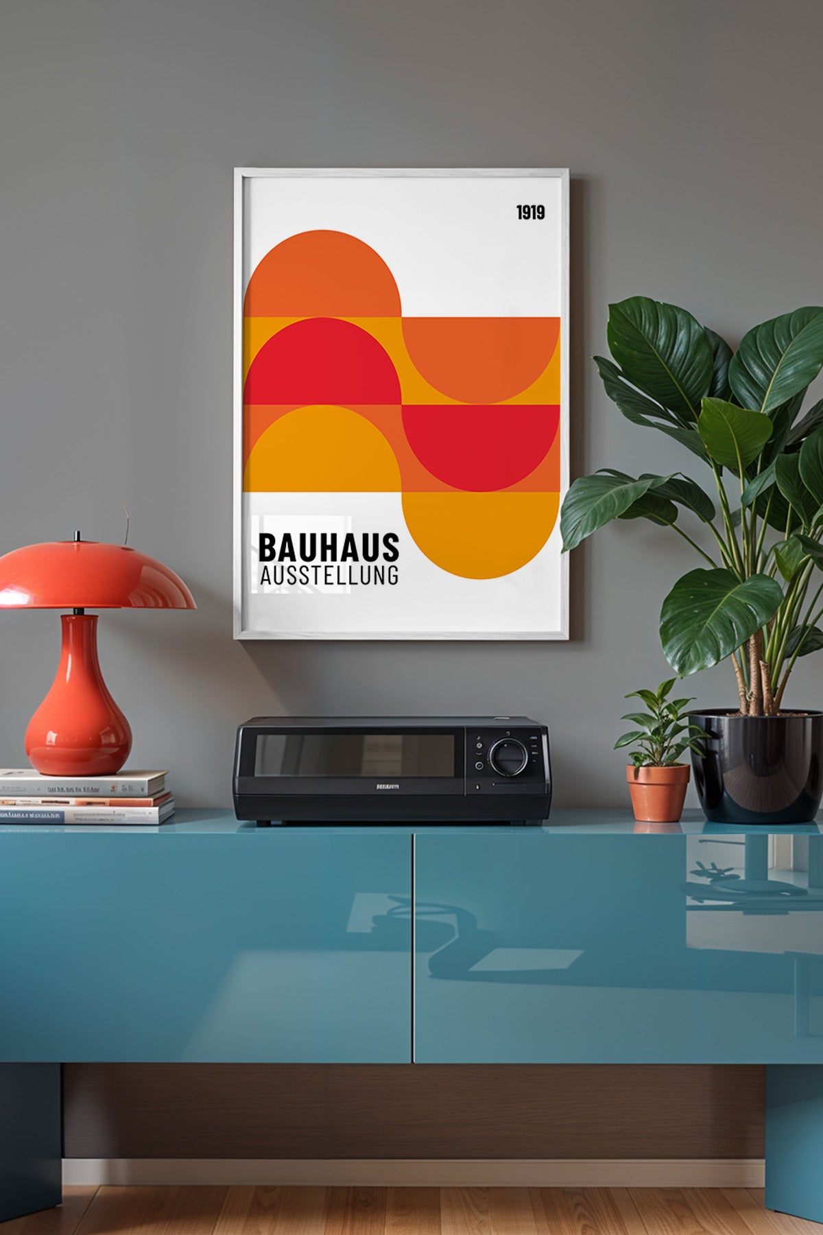 Bauhaus Serisi Beyaz Çerçeveli Poster, Tablo No:86