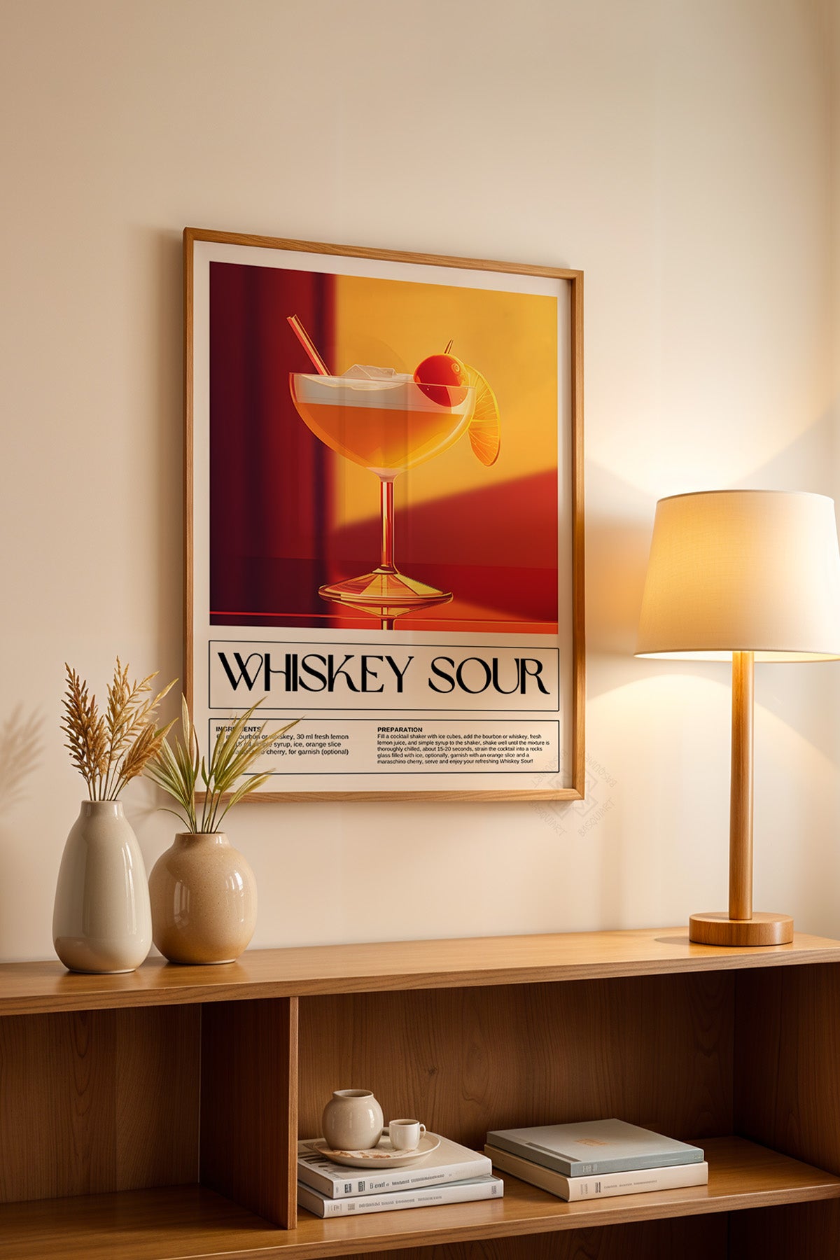 Kokteyl Serisi Ahşap Çerçeveli Poster, Tablo, Cafe, Restoran, Mutfak Duvar Dekoru No:10