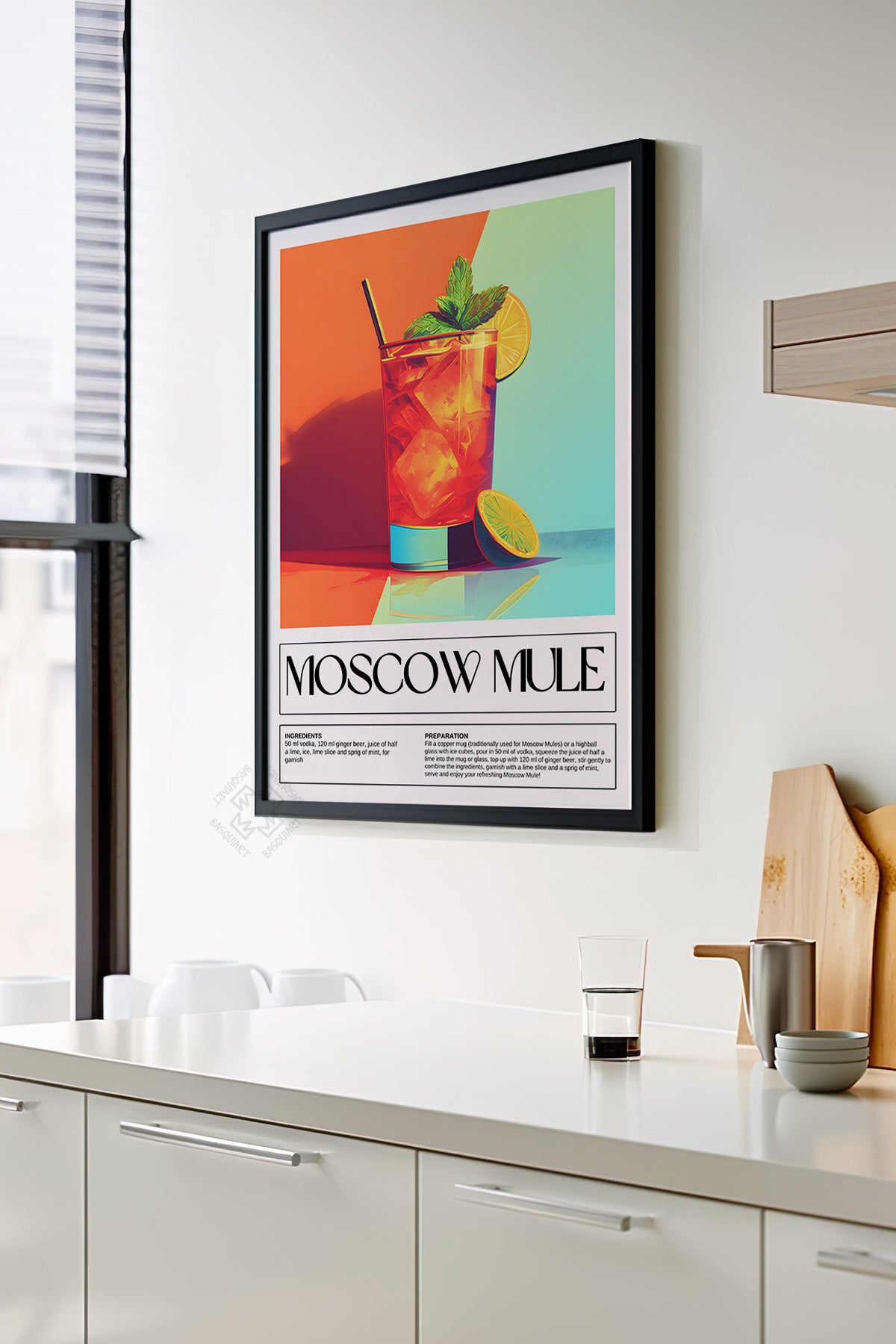 Kokteyl Serisi Siyah Çerçeveli Poster, Tablo, Cafe, Restoran, Mutfak Duvar Dekoru No:11