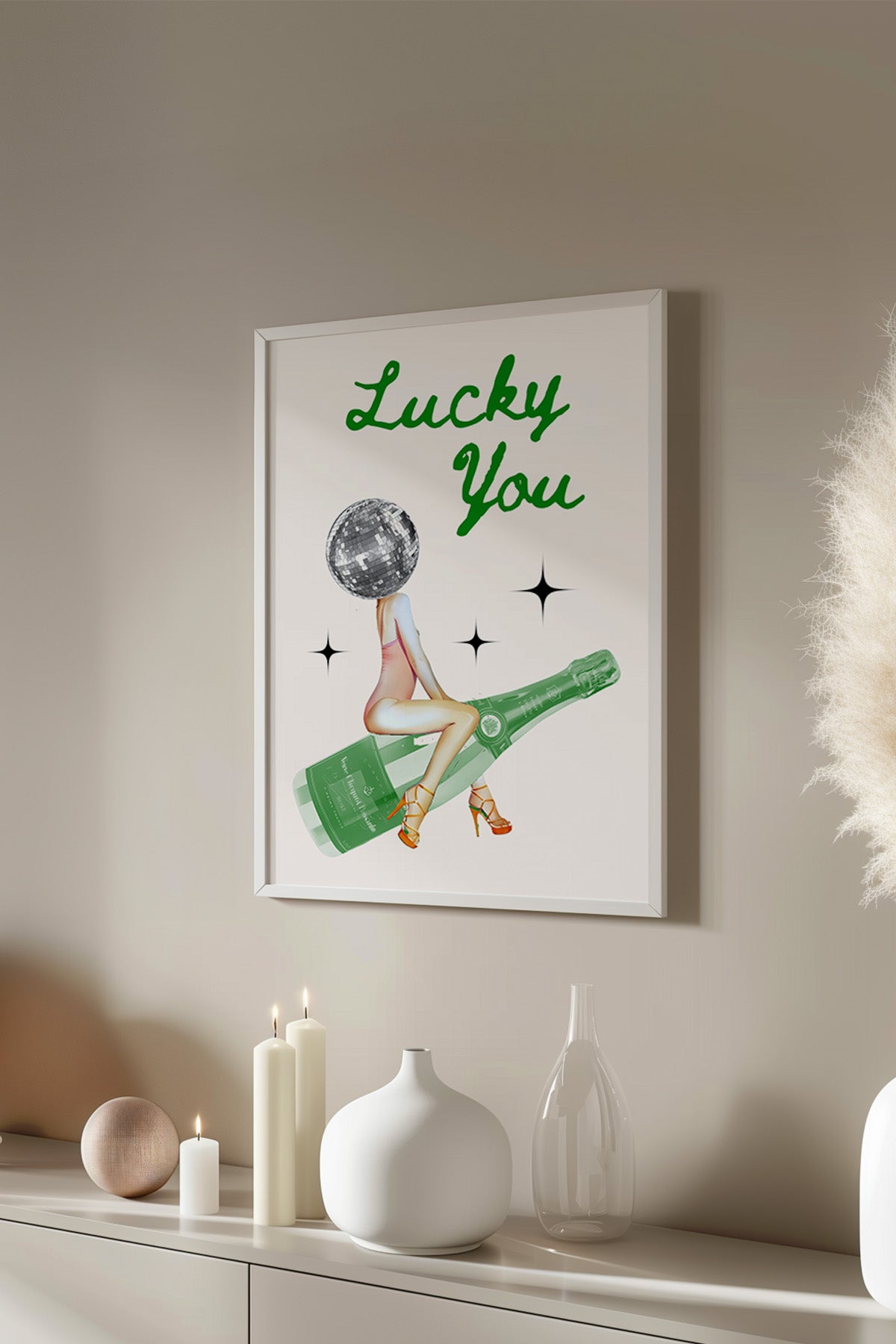 Lucky You Serisi Beyaz Çerçeveli Poster, Tablo Duvar Dekoru No:134