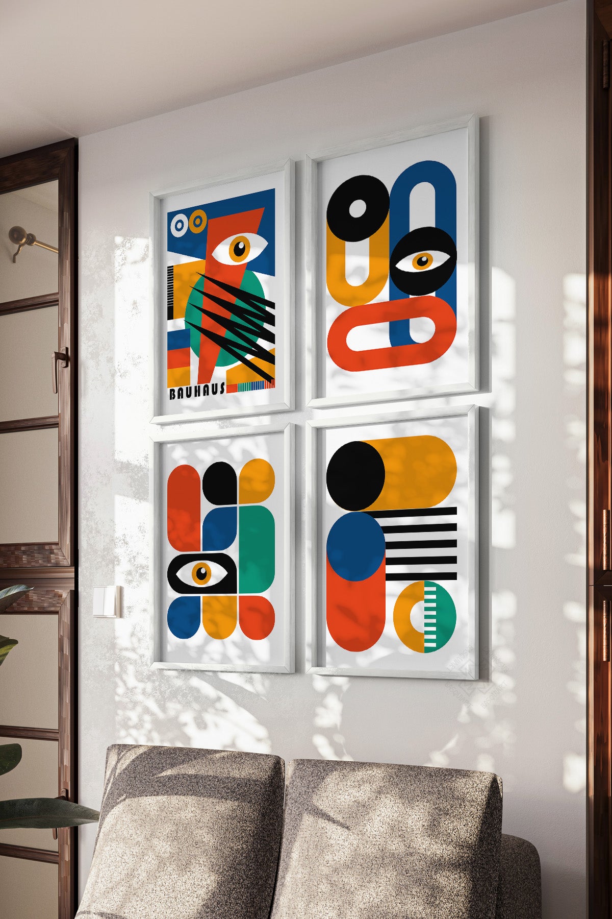 Bauhaus 4'lü Beyaz Çerçeveli Poster, Tablo Seti No:21