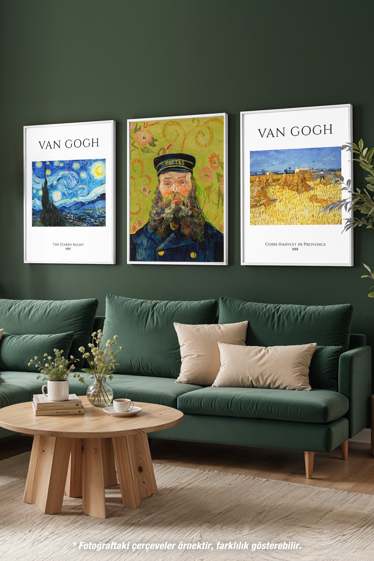 Van Gogh 3'lü Beyaz Çerçeveli Poster, Tablo Seti No:1