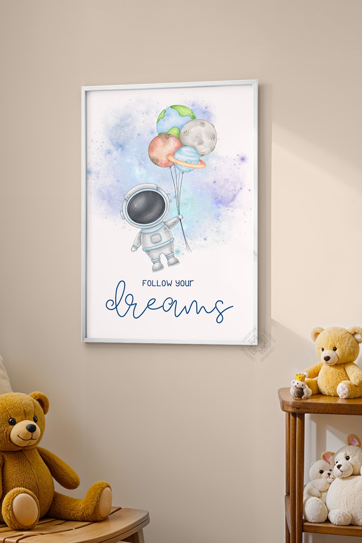 Çocuk Odası, Bebek Odası Beyaz Çerçeveli Poster, Tablo No:29