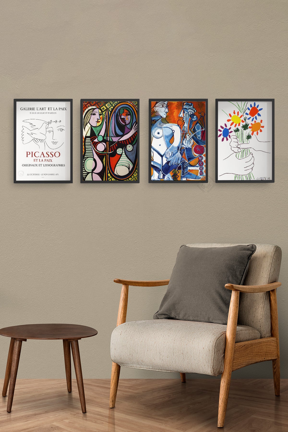 Picasso Sanatsal 4'lü Siyah Çerçeveli Poster, Tablo Seti No:36