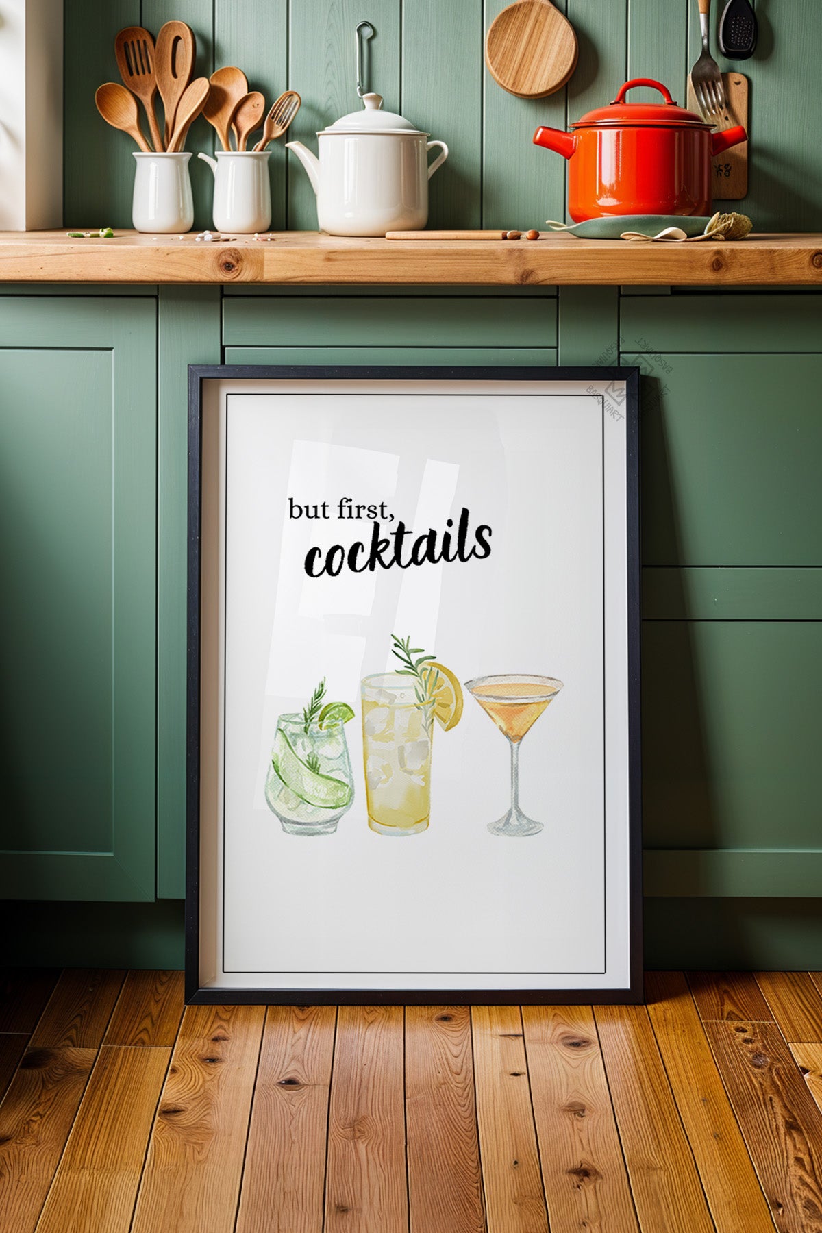 Kokteyl Serisi Siyah Çerçeveli Poster, Tablo, Cafe, Restoran, Mutfak Duvar Dekoru No:33