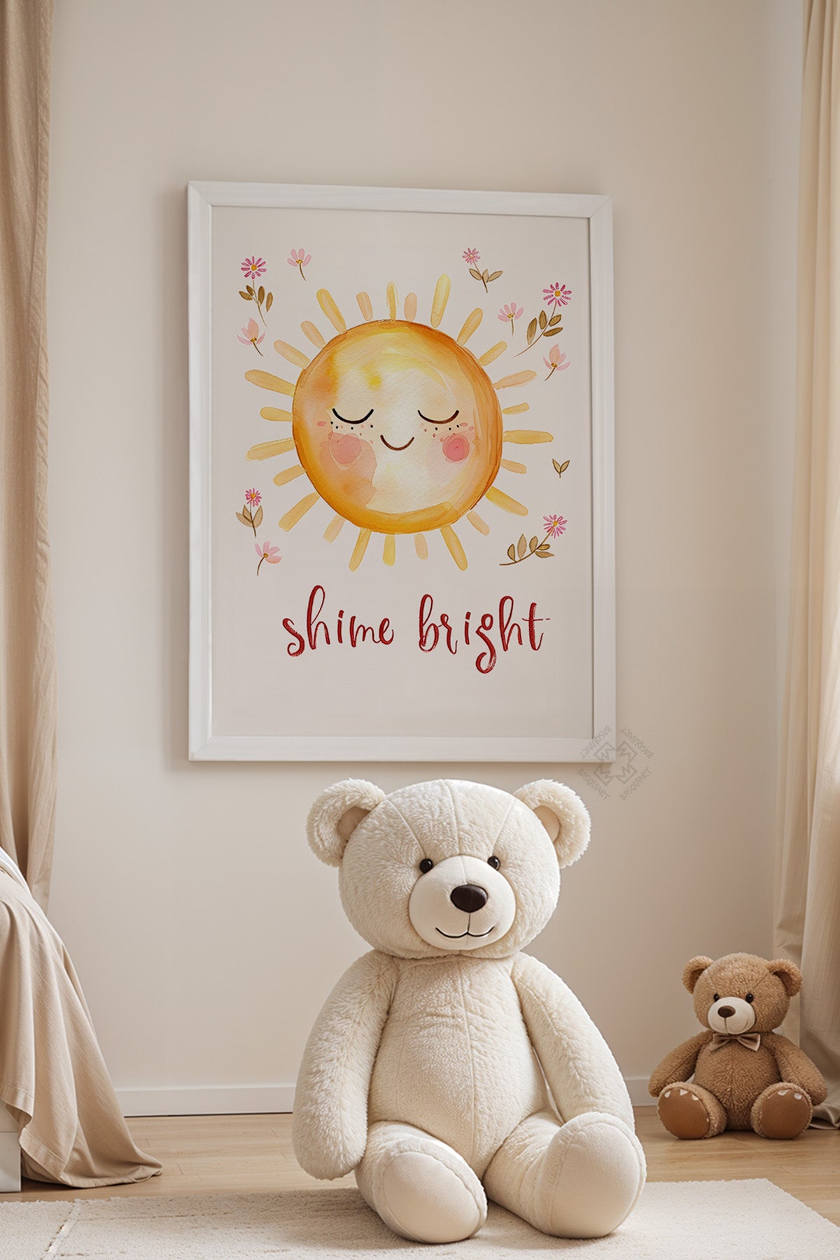 Çocuk Odası, Bebek Odası Beyaz Çerçeveli Poster, Tablo No:89
