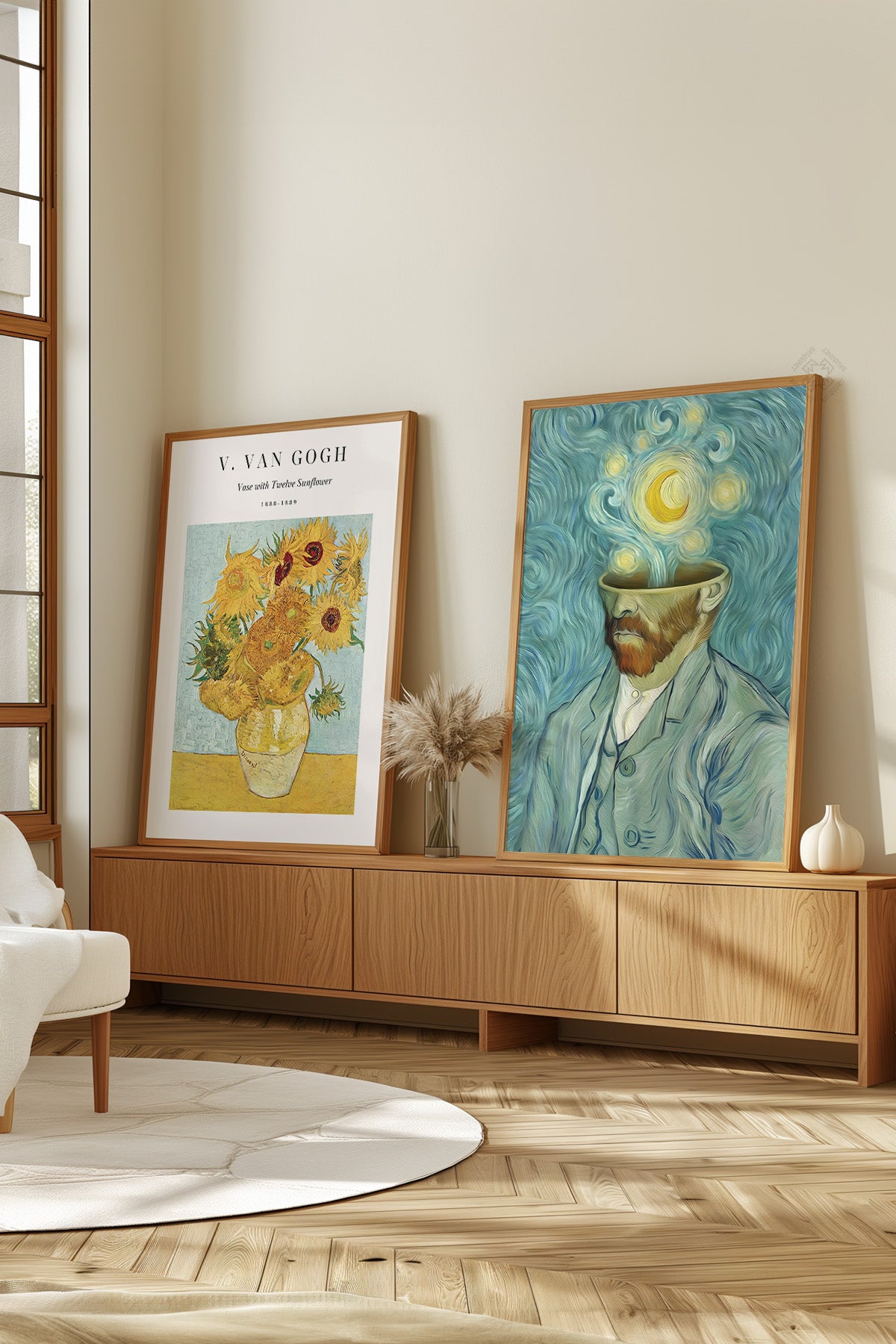 Van Gogh 2'li Ahşap Çerçeveli Poster, Tablo Seti No:1