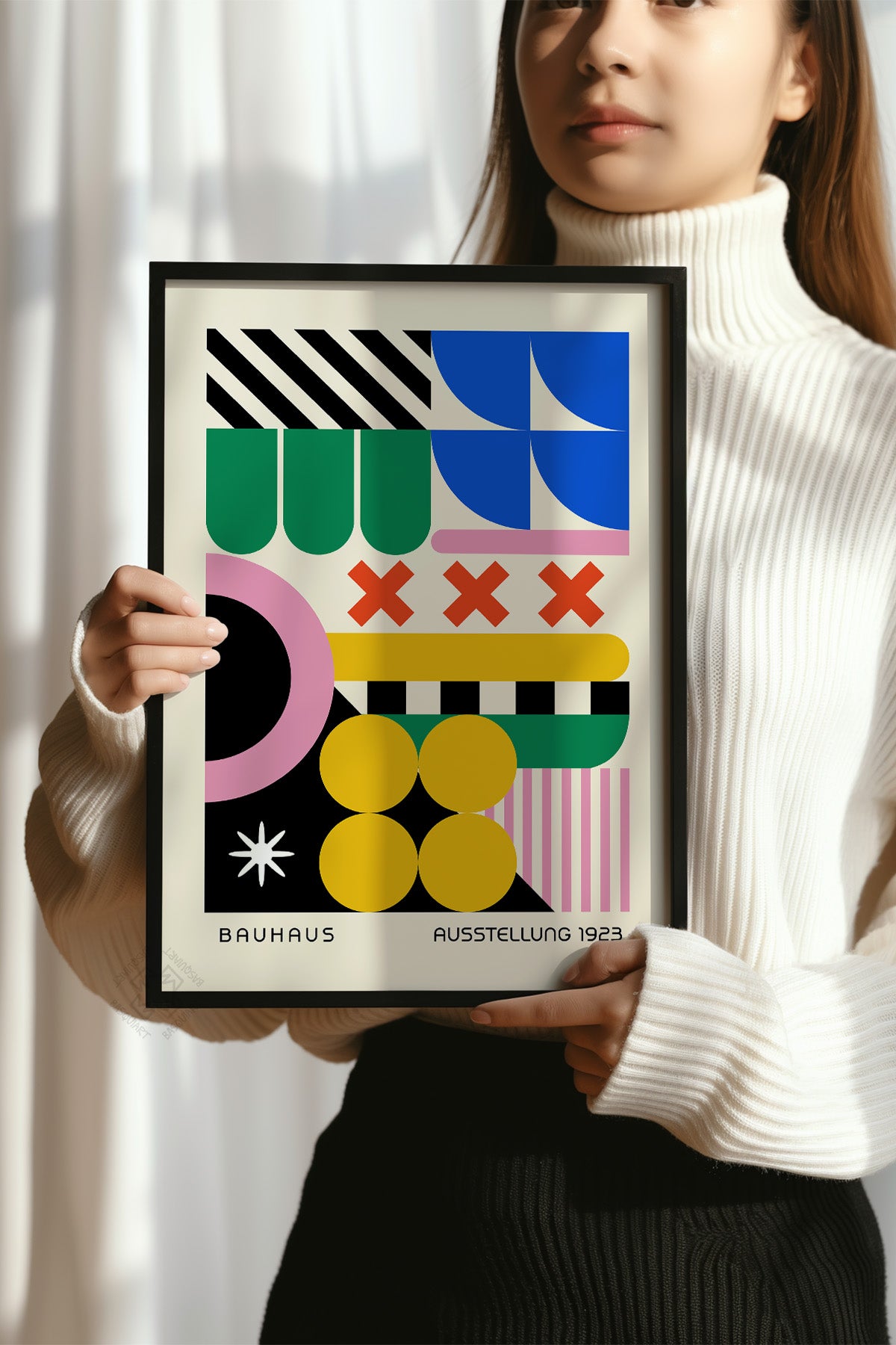 Bauhaus Serisi Siyah Çerçeveli Poster, Tablo No:96